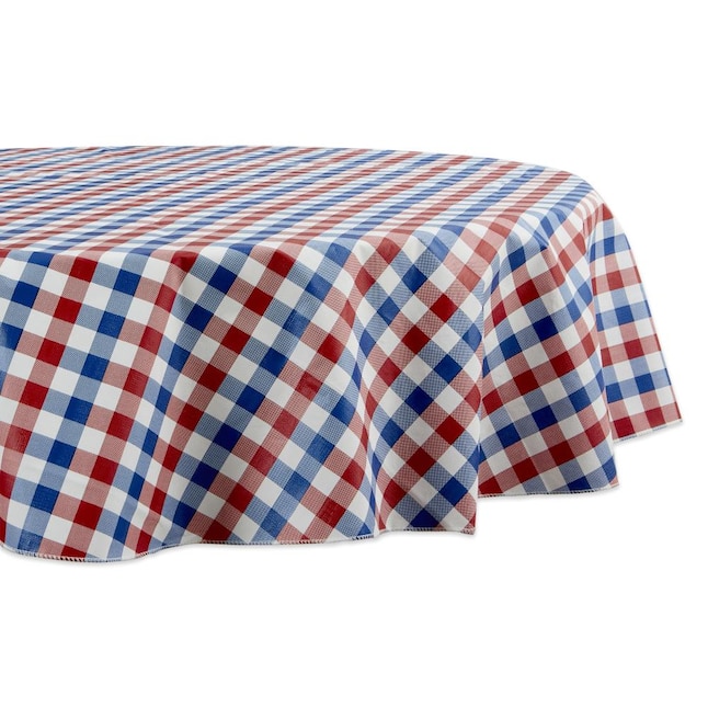 Dii Outdoor Tablecloth Red White And, Blue And White Gingham Tablecloth Round