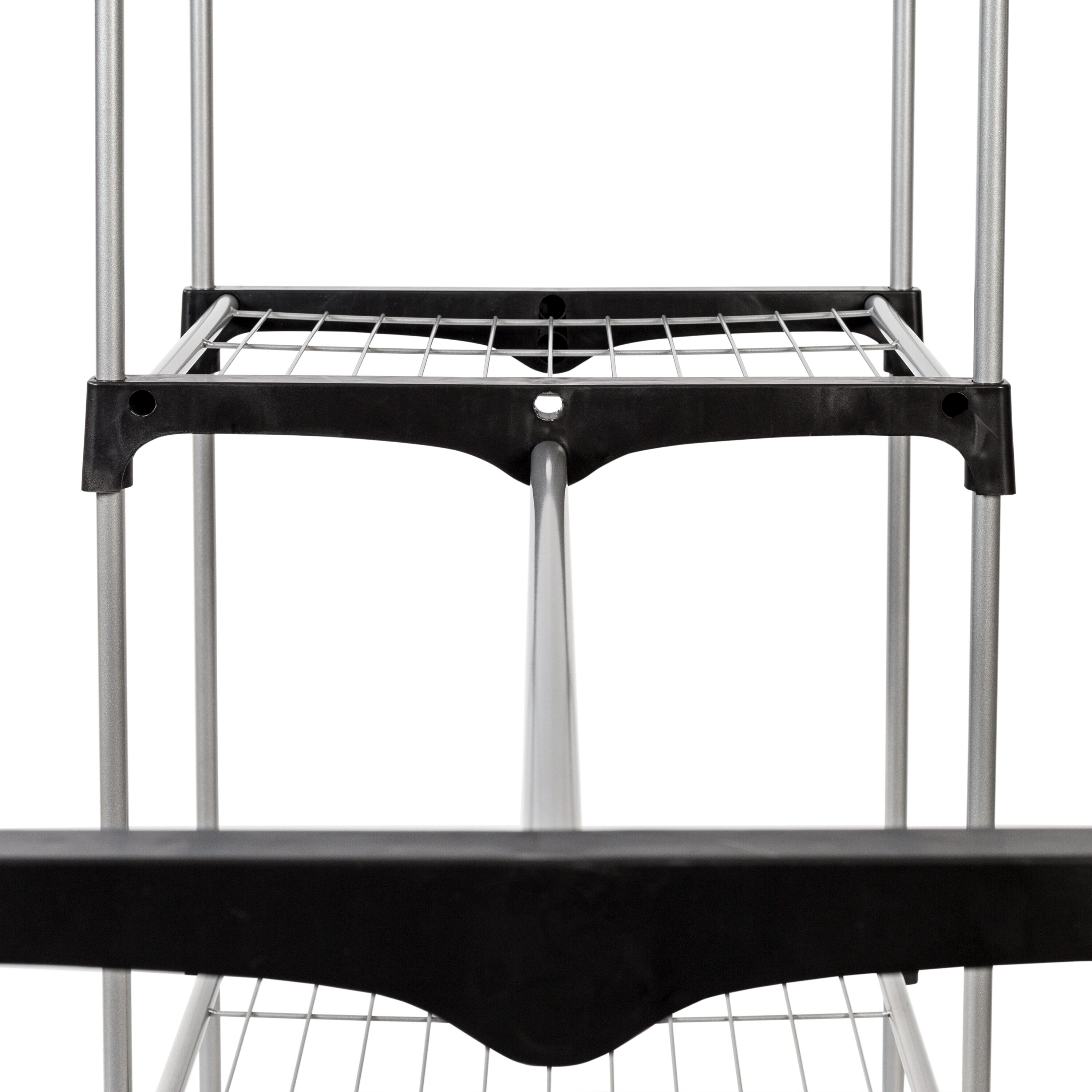 Silver and Black Steel Double Rod Freestanding Closet with Shelves