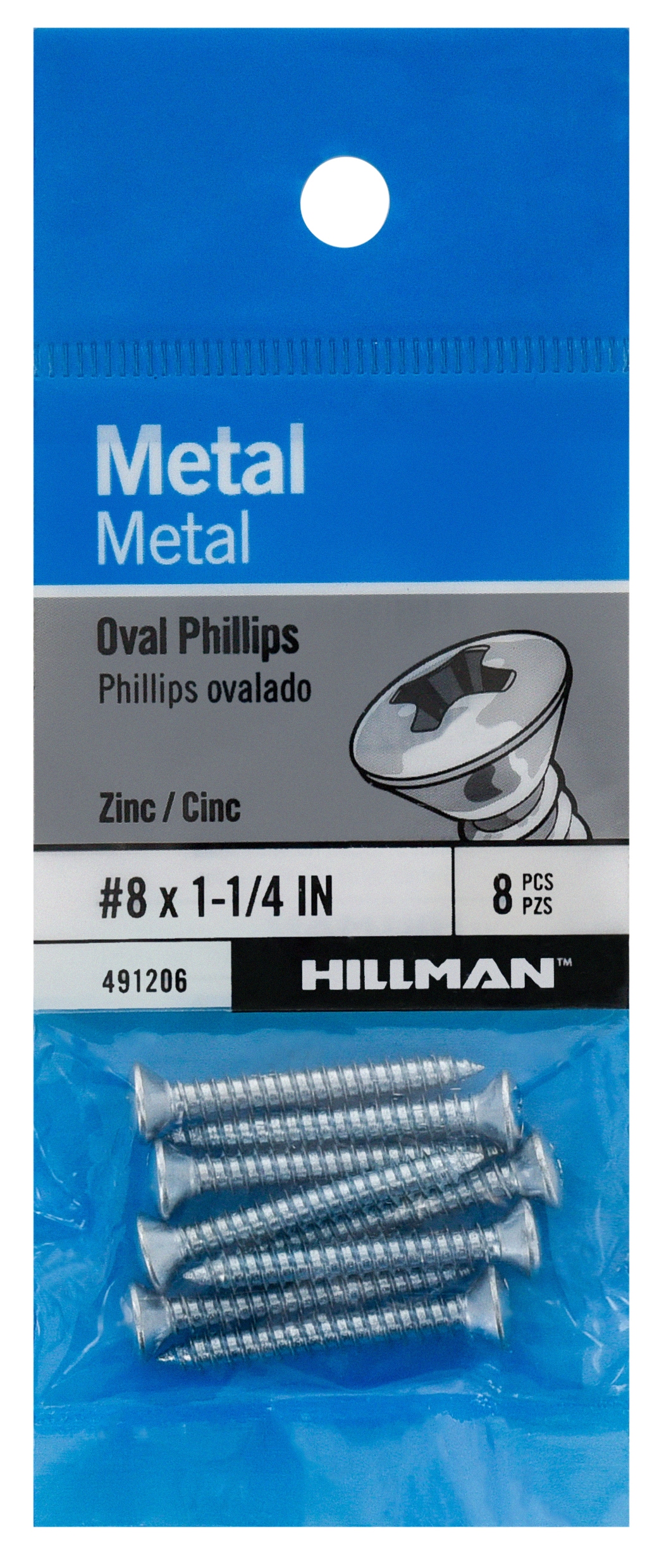 Hillman 491206 #8 x 1-1/4-in Phillips -Drive Standard Sheet Metal Screws 8 -Count