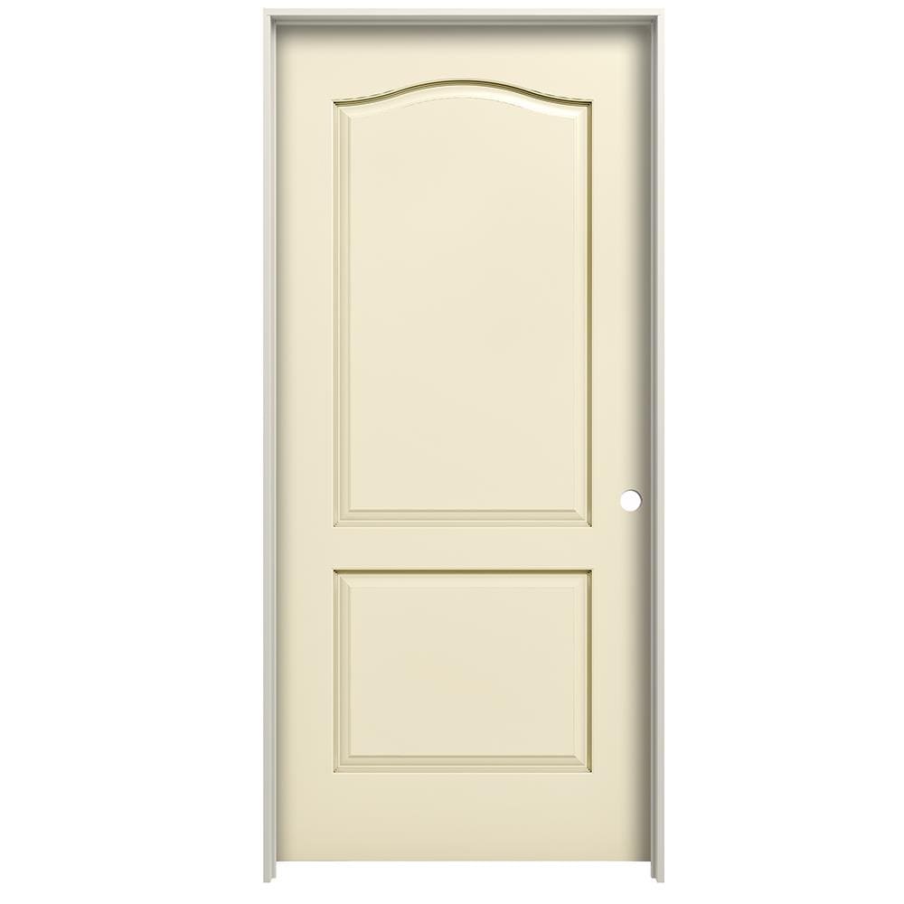 RELIABILT 36-in x 80-in Cream-n-sugar Hollow Core 2-panel Arch Top Left Hand Textured Prefinished Molded Composite Flat Jamb Single Prehung Interior -  LO1001401