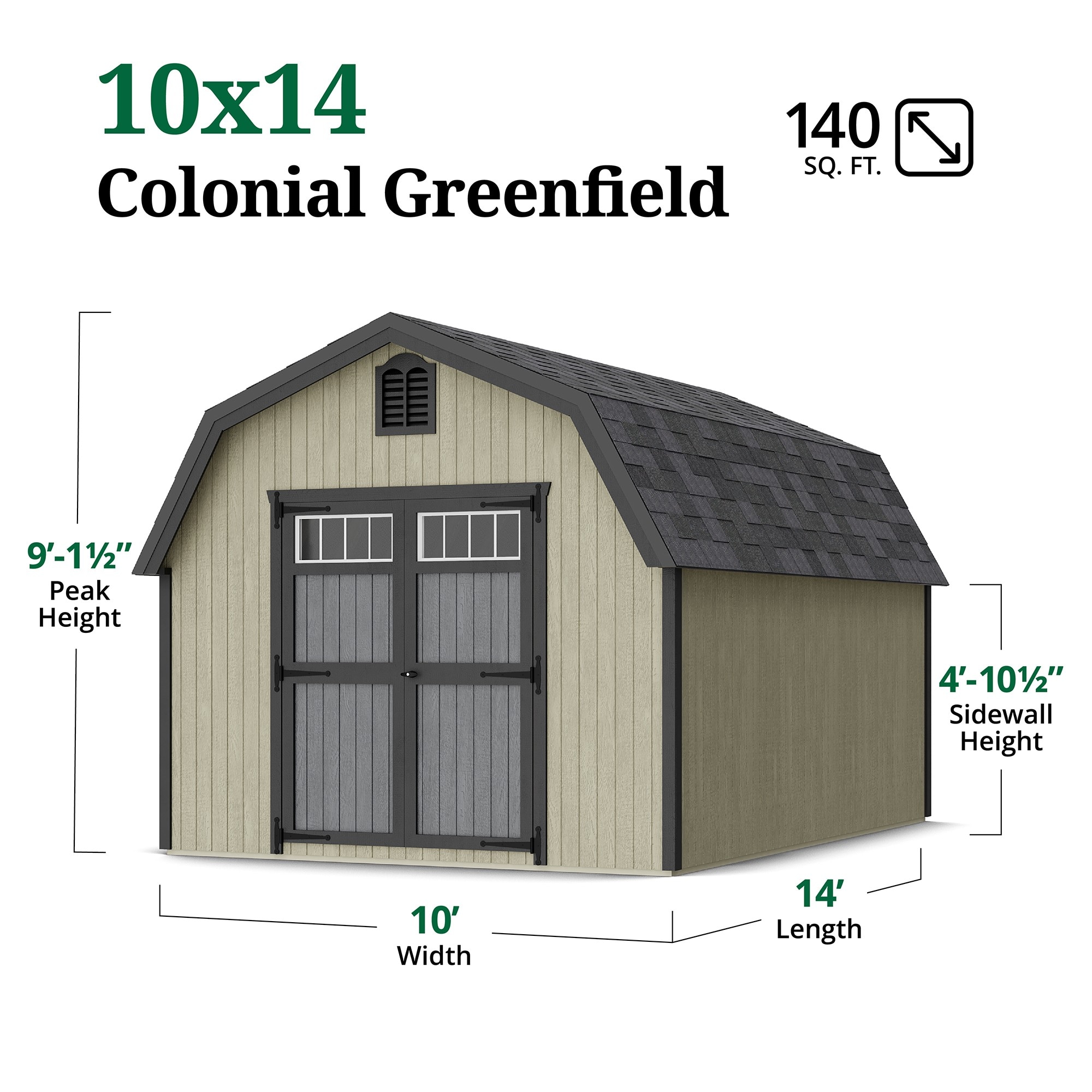 Little Cottage Co 10X14 GCGS-PC Wood-Storage-Buildings - View #3