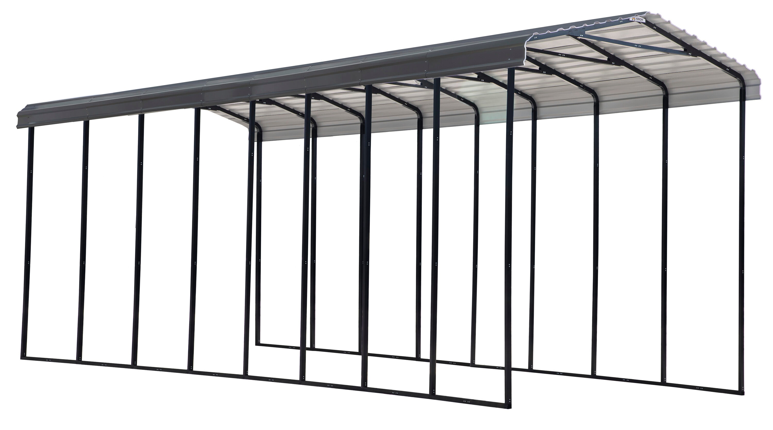 Arrow CPHC143814 14-ft W x 38-ft L x 14-ft H Charcoal Metal Carport with Metal Roof