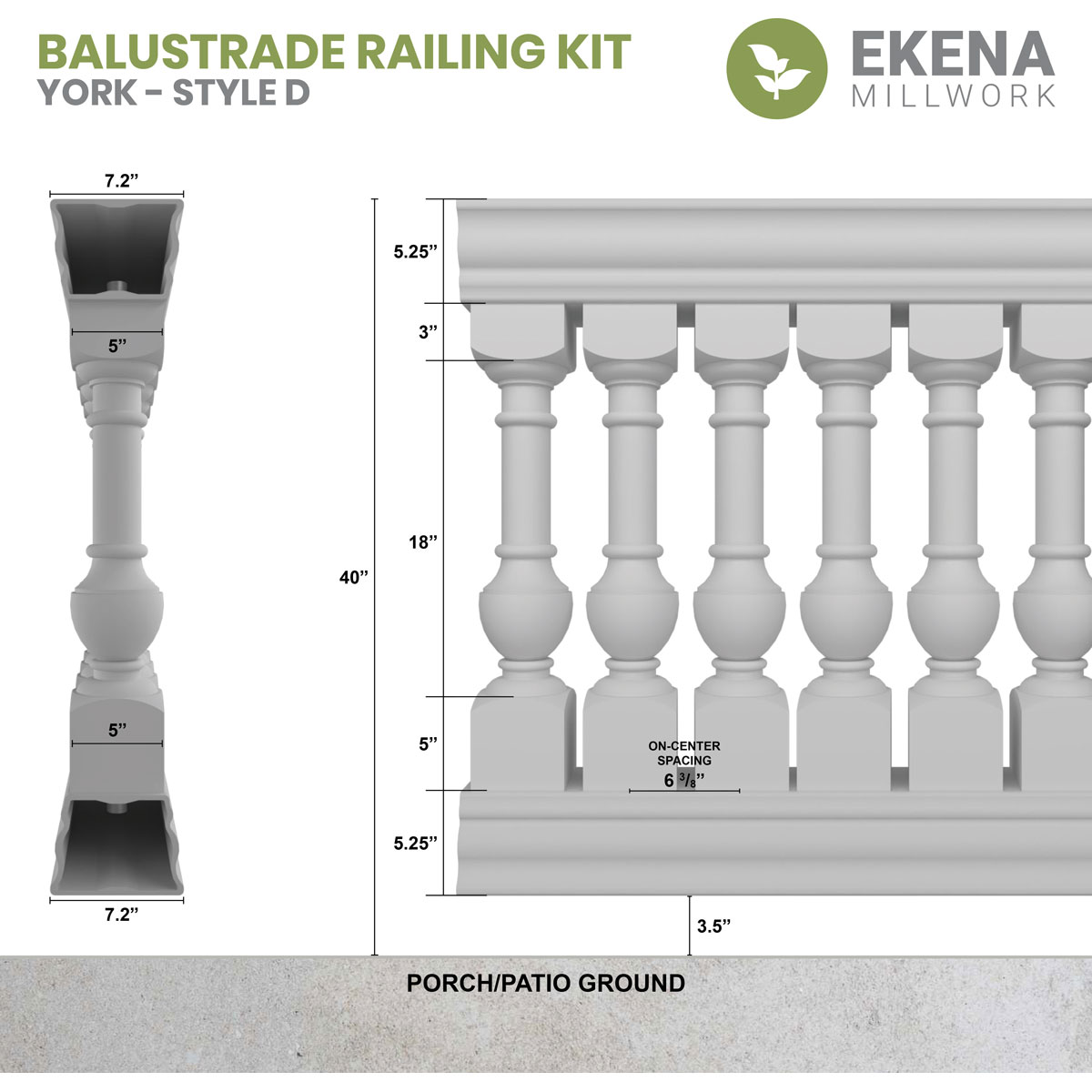 Ekena Millwork BALK40X084YOD railings - View #2