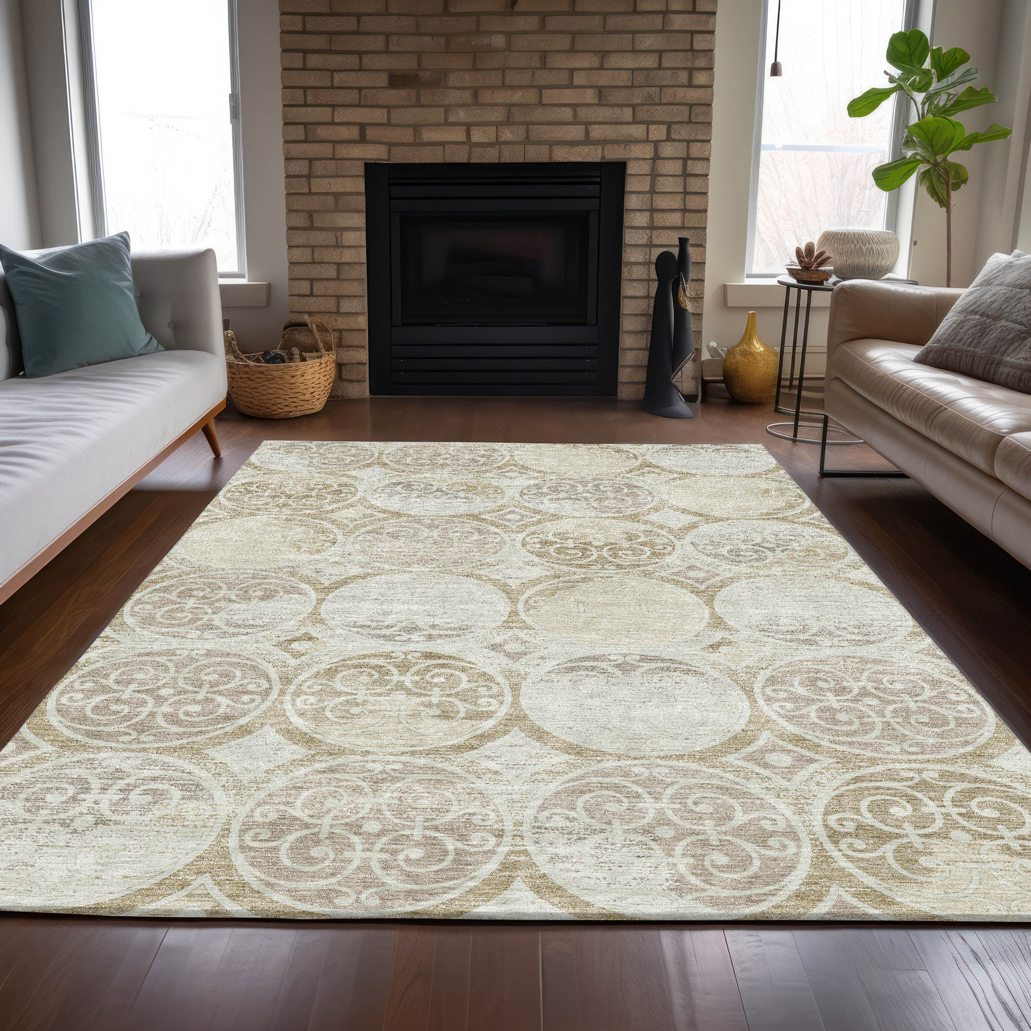 Addison Rugs ACN738IV9X12 Chantille ACN738IV 9 x 12 (ft) Polyester Ivory Rectangular Indoor/Outdoor Geometric Machine washable Area rug