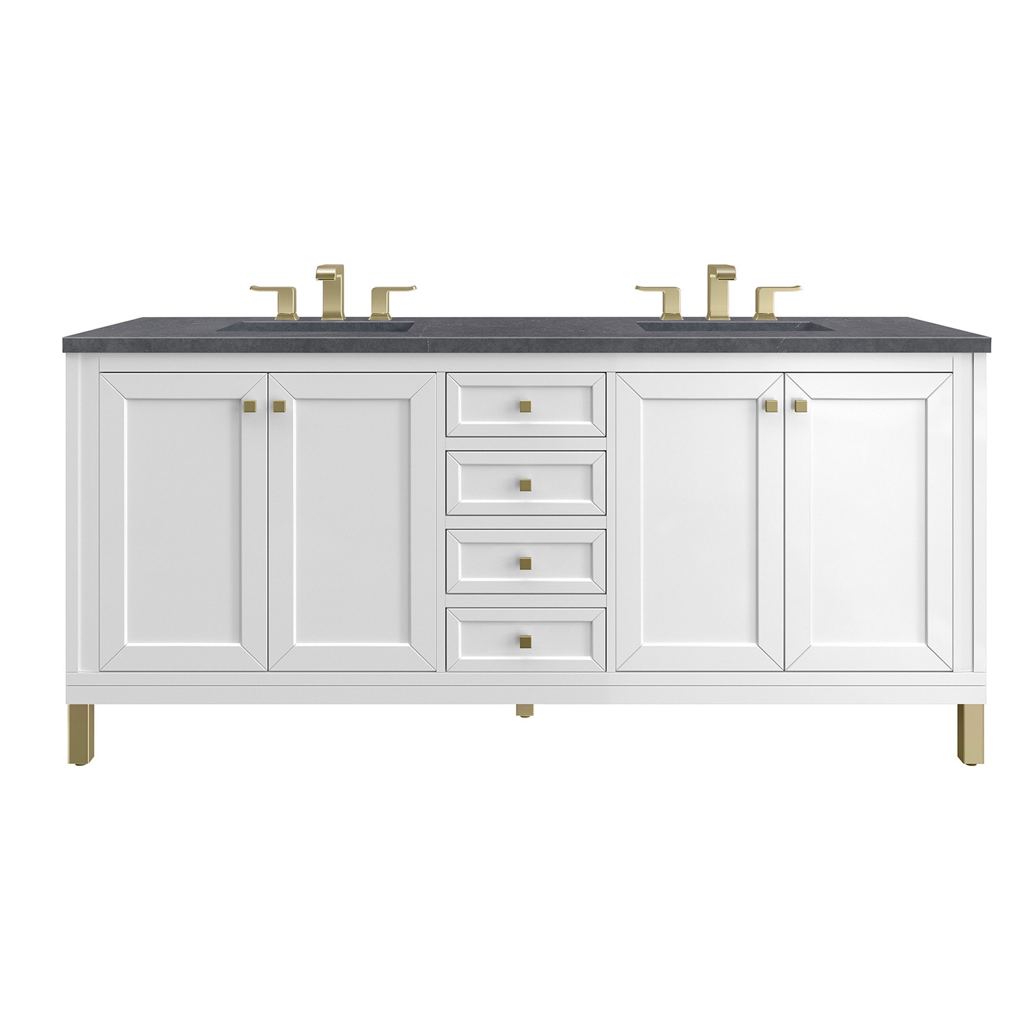 James Martin Vanities 305-V72-GW-3CSP Chicago 72-in Glossy White Undermount Double sink Bathroom Vanity with Charcoal Soapstone Quartz Top