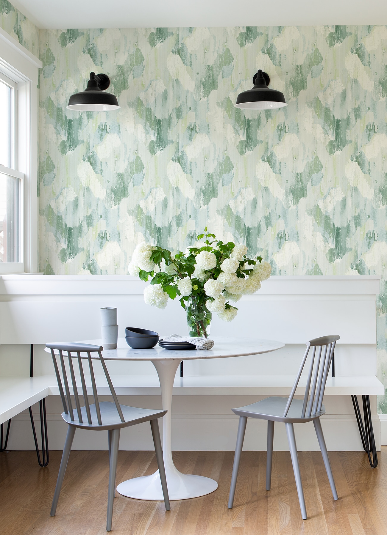 Mahi Green and White Abstract 3D Vinyl Wallpaper Roll