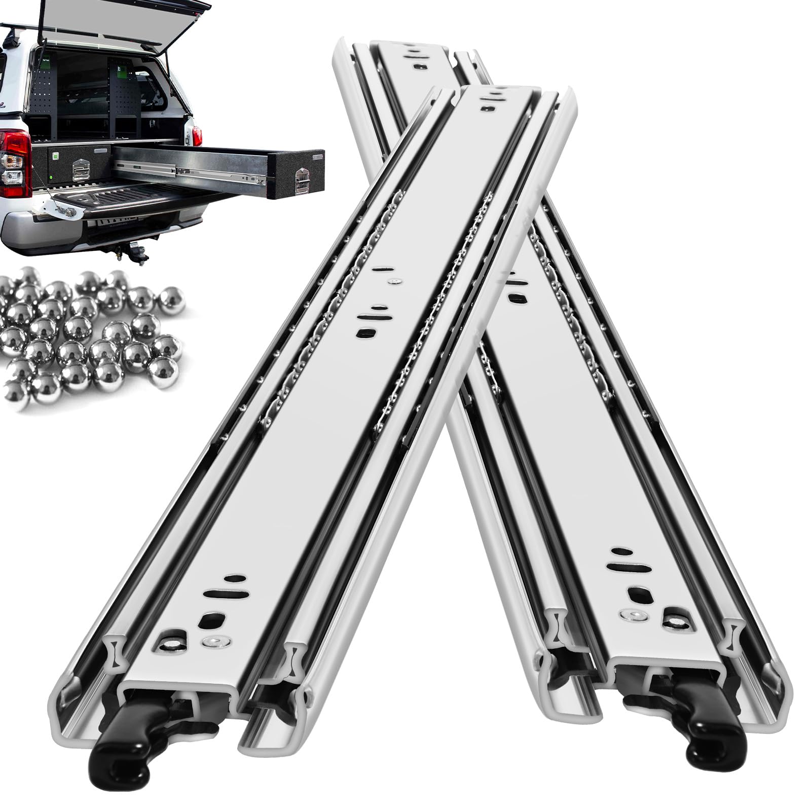 UUDULY  Heavy Duty Drawer Slides 12 14 16 18 20 22 24 26 28 30 32 34 36 40 Inch 190 Lbs Side Mount Full Extension Ball Bearing Rails Rail Tool