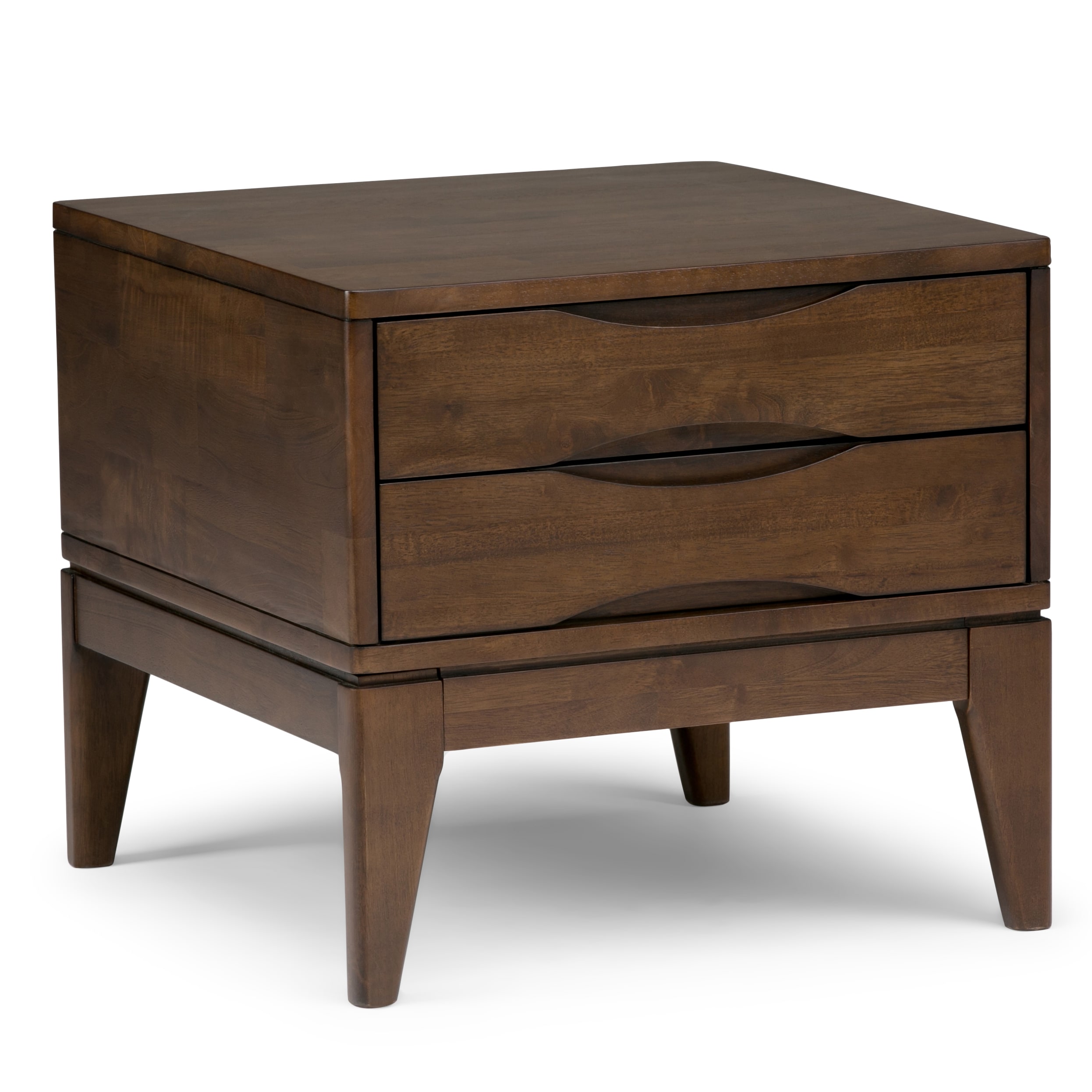 Simpli Home 3AXCHRP-02 Harper 22-in W x 20-in H Walnut Brown Wood Square Midcentury End Table with Storage Assembly Required