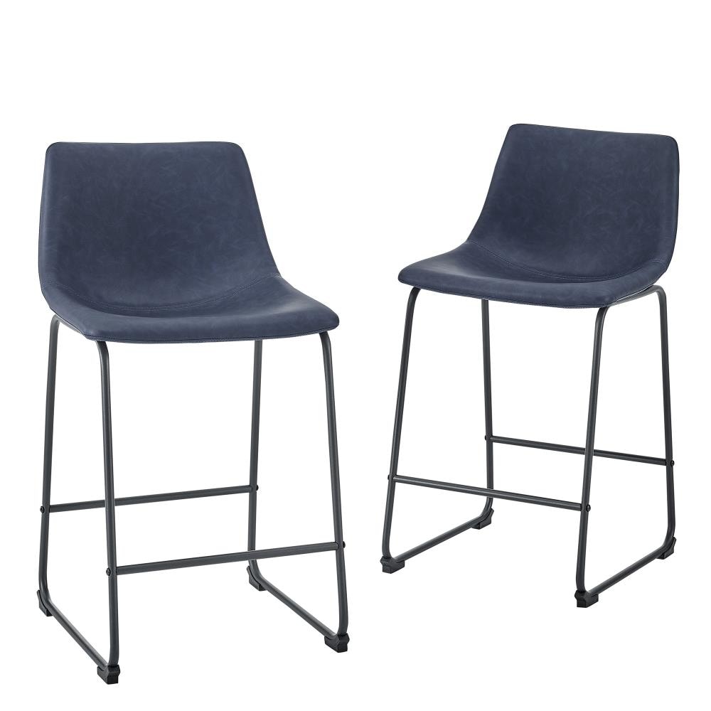 Walker Edison Navy Blue Counter Height, Blue Bar Stools With Backs