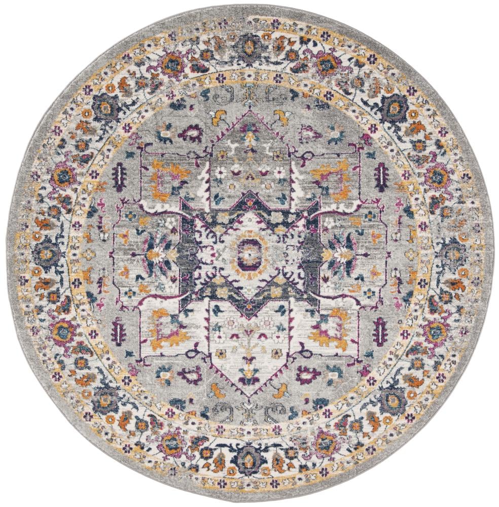 Safavieh EVK275H-7R Evoke Livia 7 x 7 (ft) Loomed Synthetic Gray/Gray Round Indoor Distressed/Overdyed Vintage Area rug