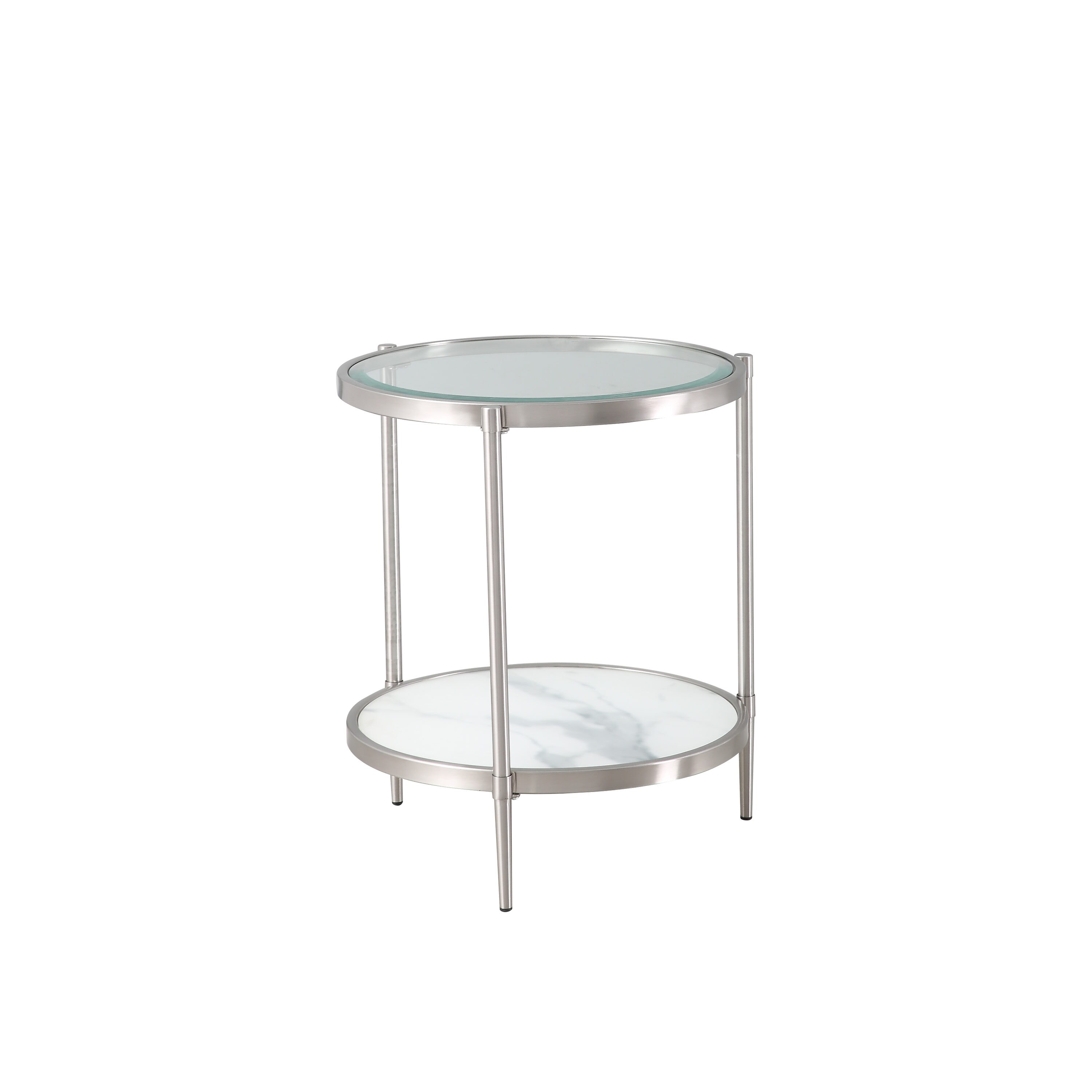 CASAINC WF-ET-1353RA-BR 19.68-in W x 21.65-in H Transparent Glass Round Modern End Table with Storage Assembly Required