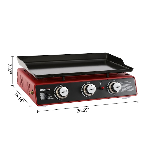 Royal Gourmet PD1301R 24-Inch 3-Burner Portable Table Top GAS Grill Griddle, Red