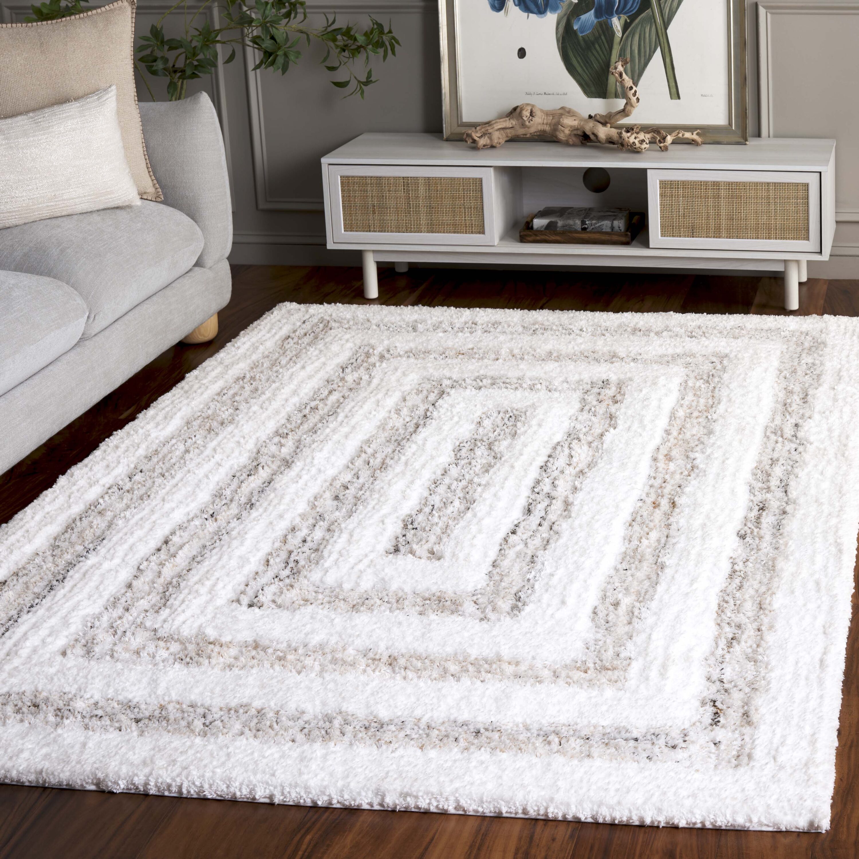  Glory Shag 103 Ivory/Beige Shag / Flokati 4ft x 6ft Small Rectangle Rug