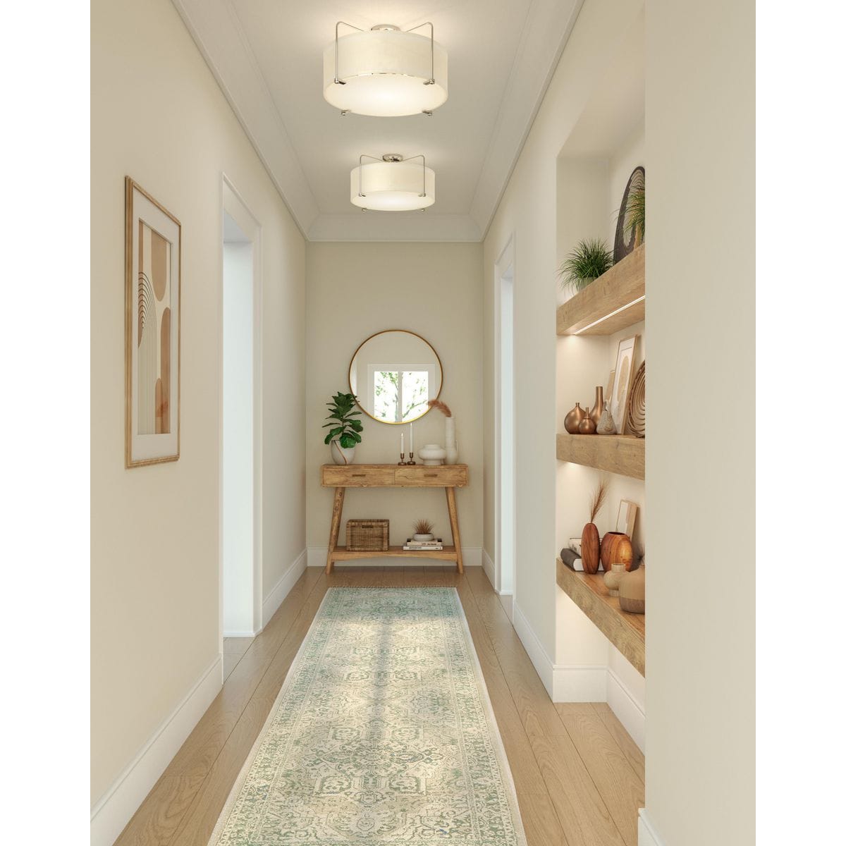 Kempsey Brushed Nickel 3-Light Semi-Flush Convertible Ceiling Light