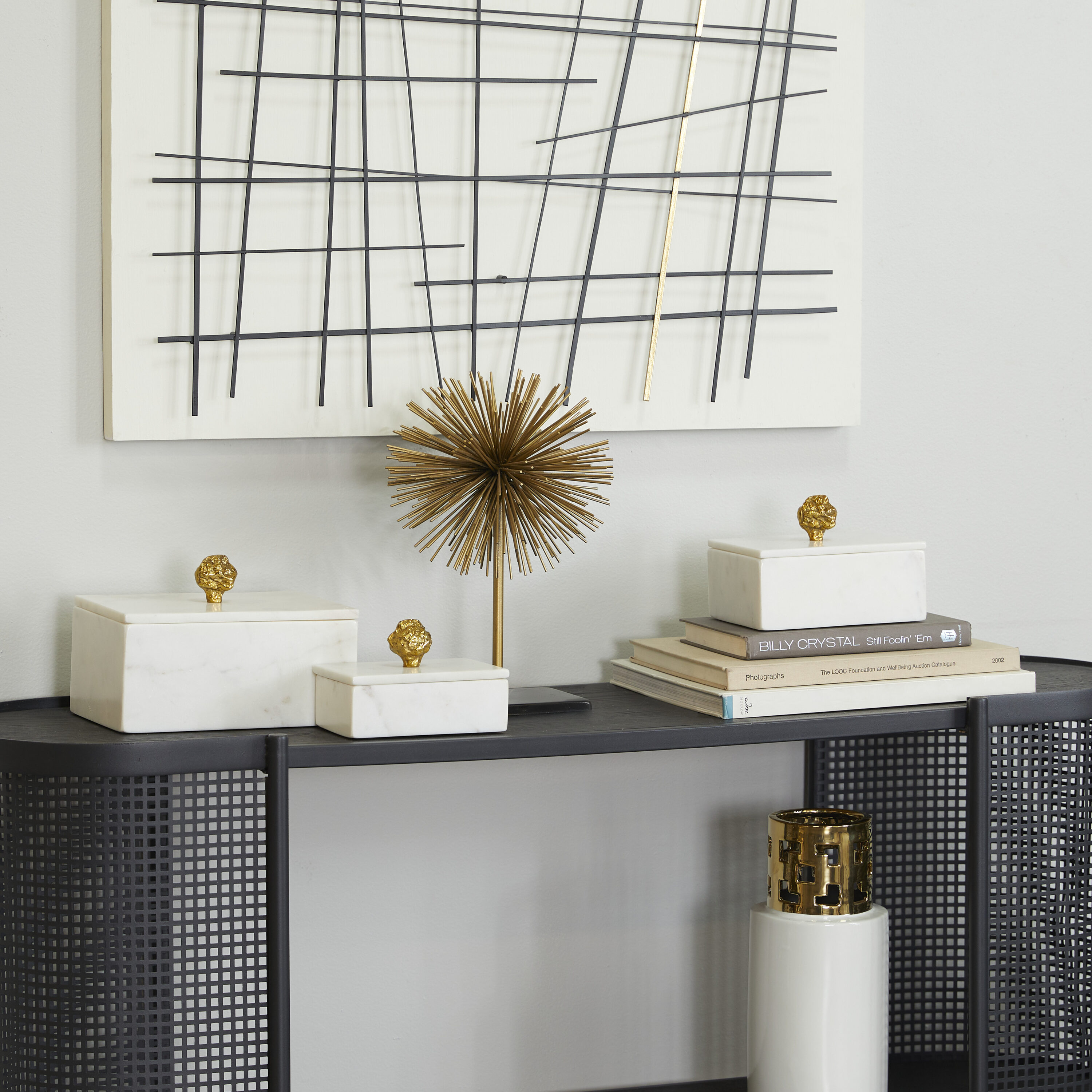 Grayson Lane 29217 3 -Pack White Marble Modern Decorative box