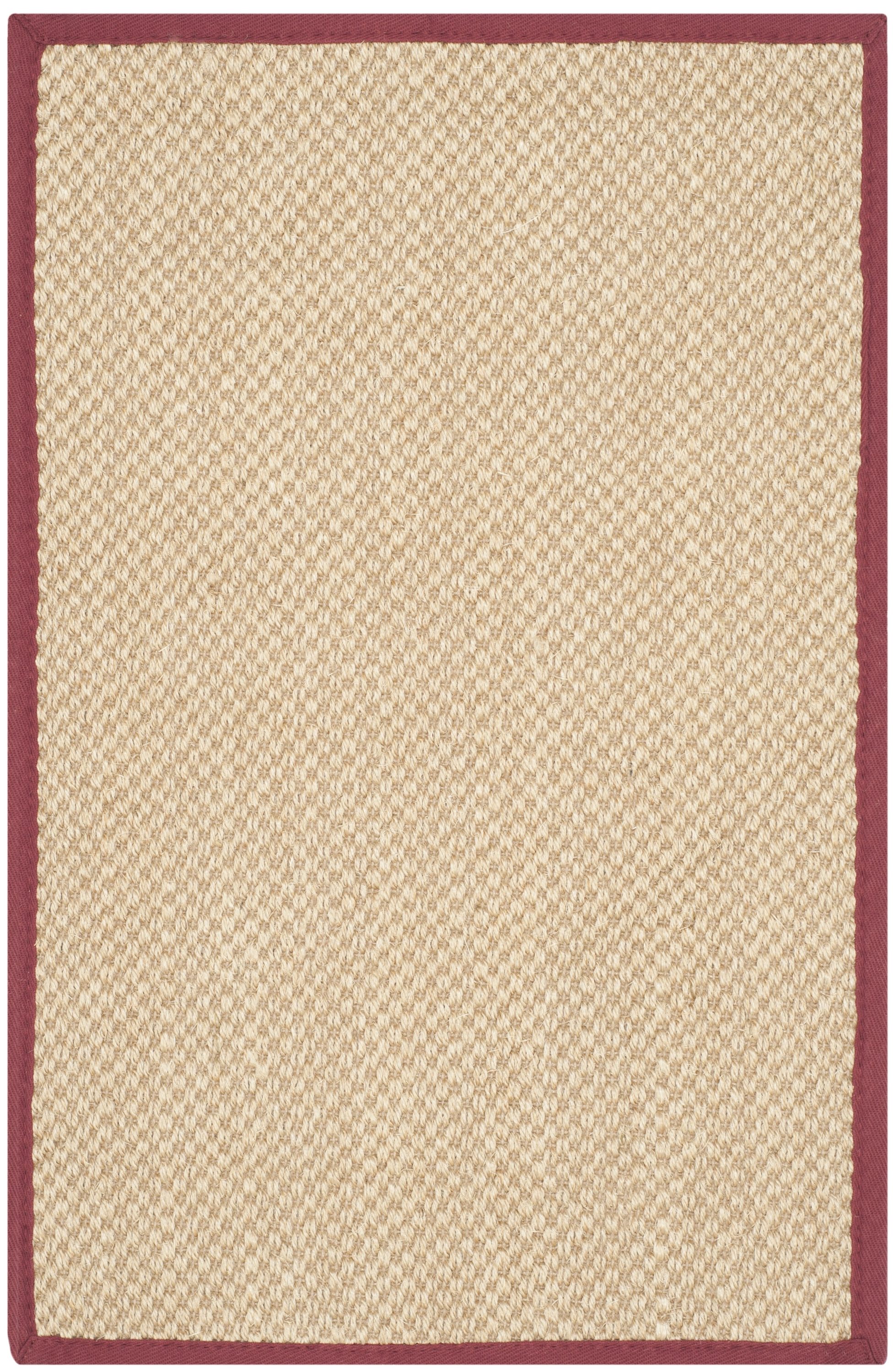 Safavieh NF141D-24 Natural Fiber Seaview 3 x 4 (ft) Loomed Sisal Maize/Burgundy Rectangular Indoor Solid Coastal Throw rug
