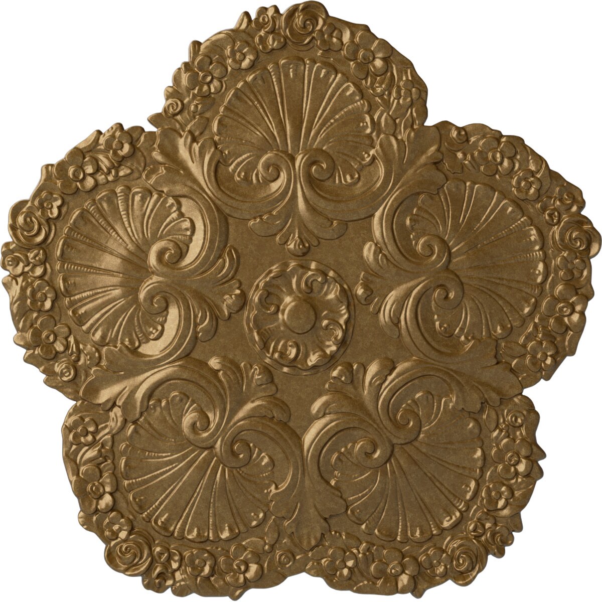 Ekena Millwork CM25SHPAS Shell 25.625-in W x 25.625-in L Painted Pale Gold Polyurethane Whole Ceiling Medallion