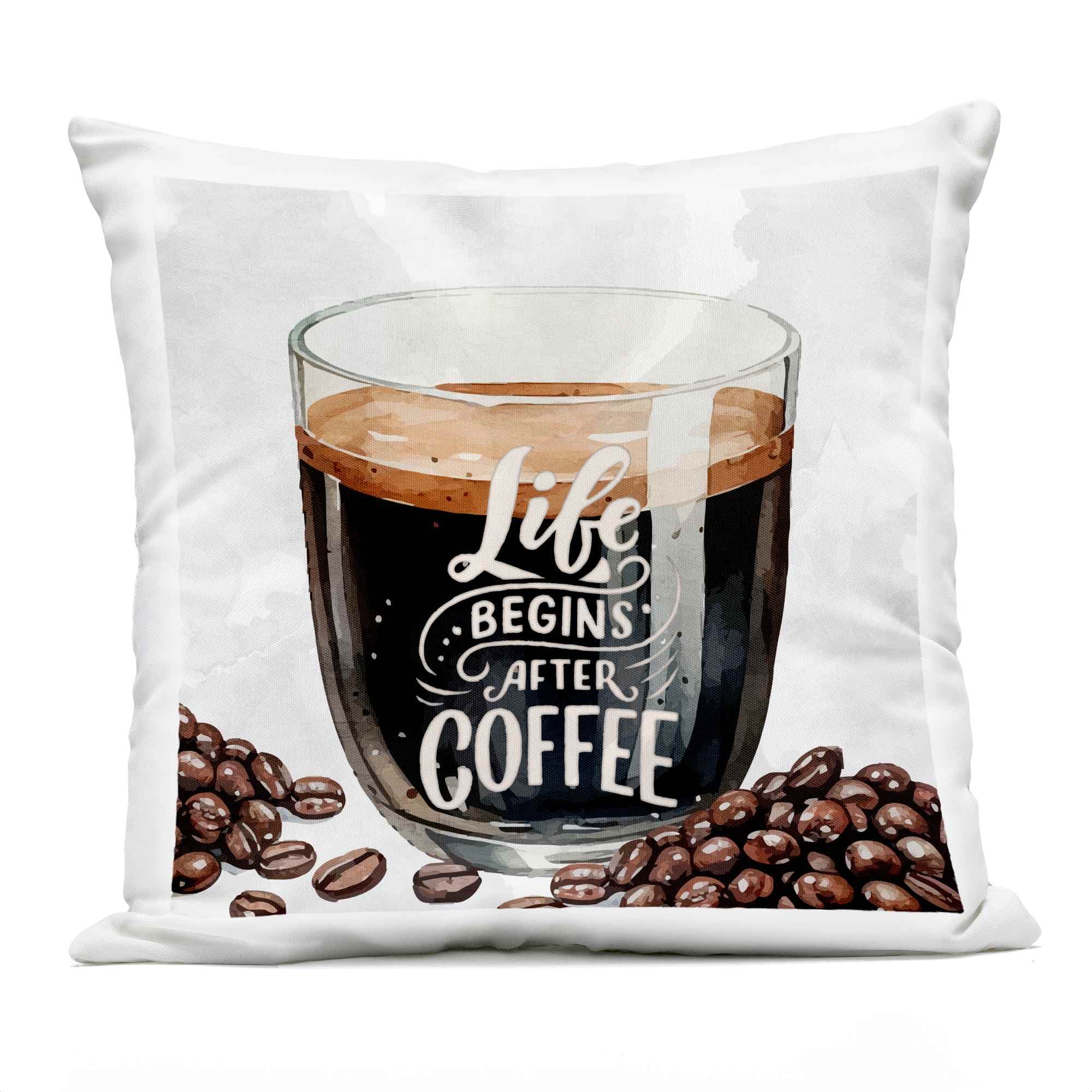 Stupell Industries Life Begins After Coffee Outdoor Printed Pillow ...