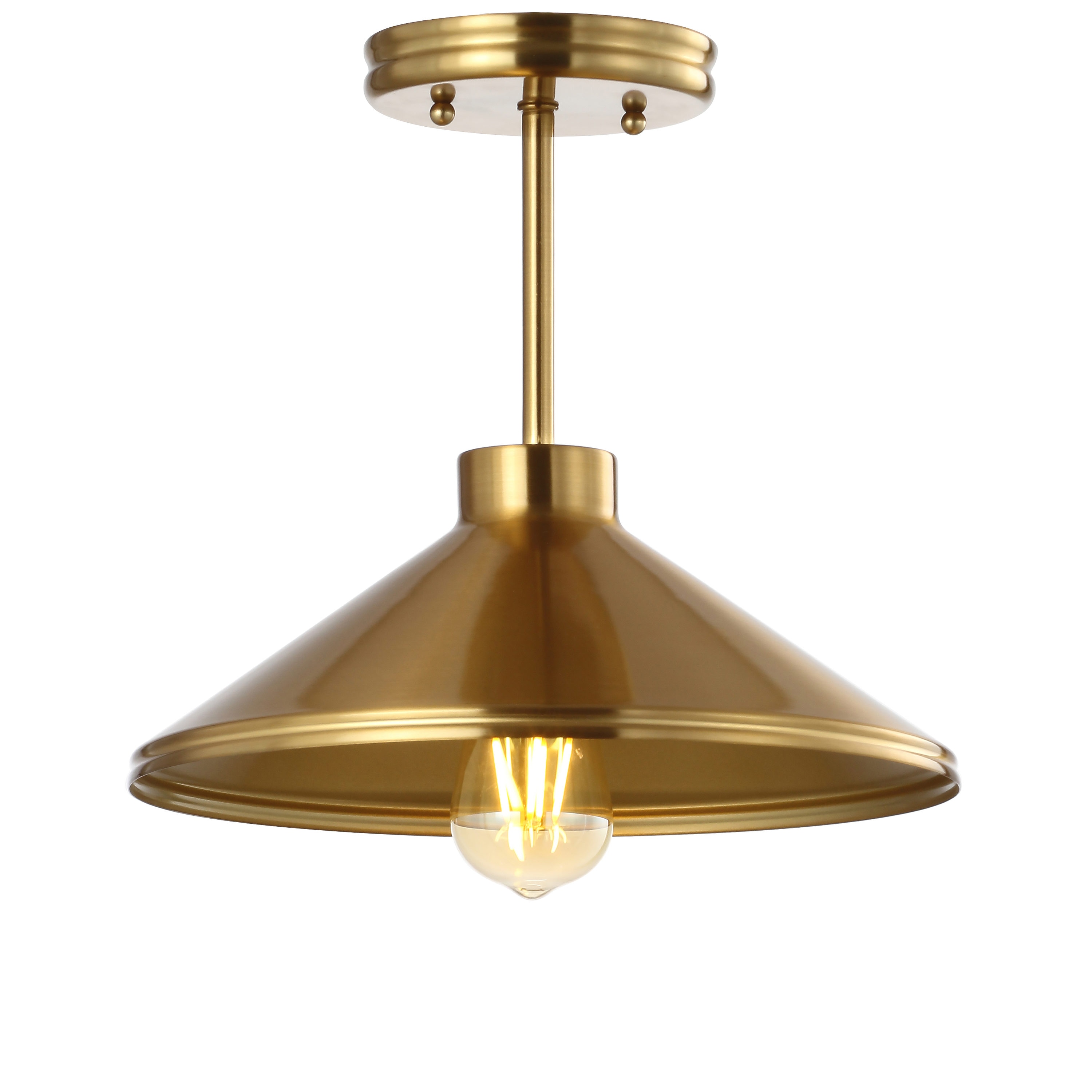 JONATHAN  Y JYL9532A Cisco 11.75" Rustic French Country/Cottage 1 -Light 11.75-in Polished Gold Semi Flush Mount Light