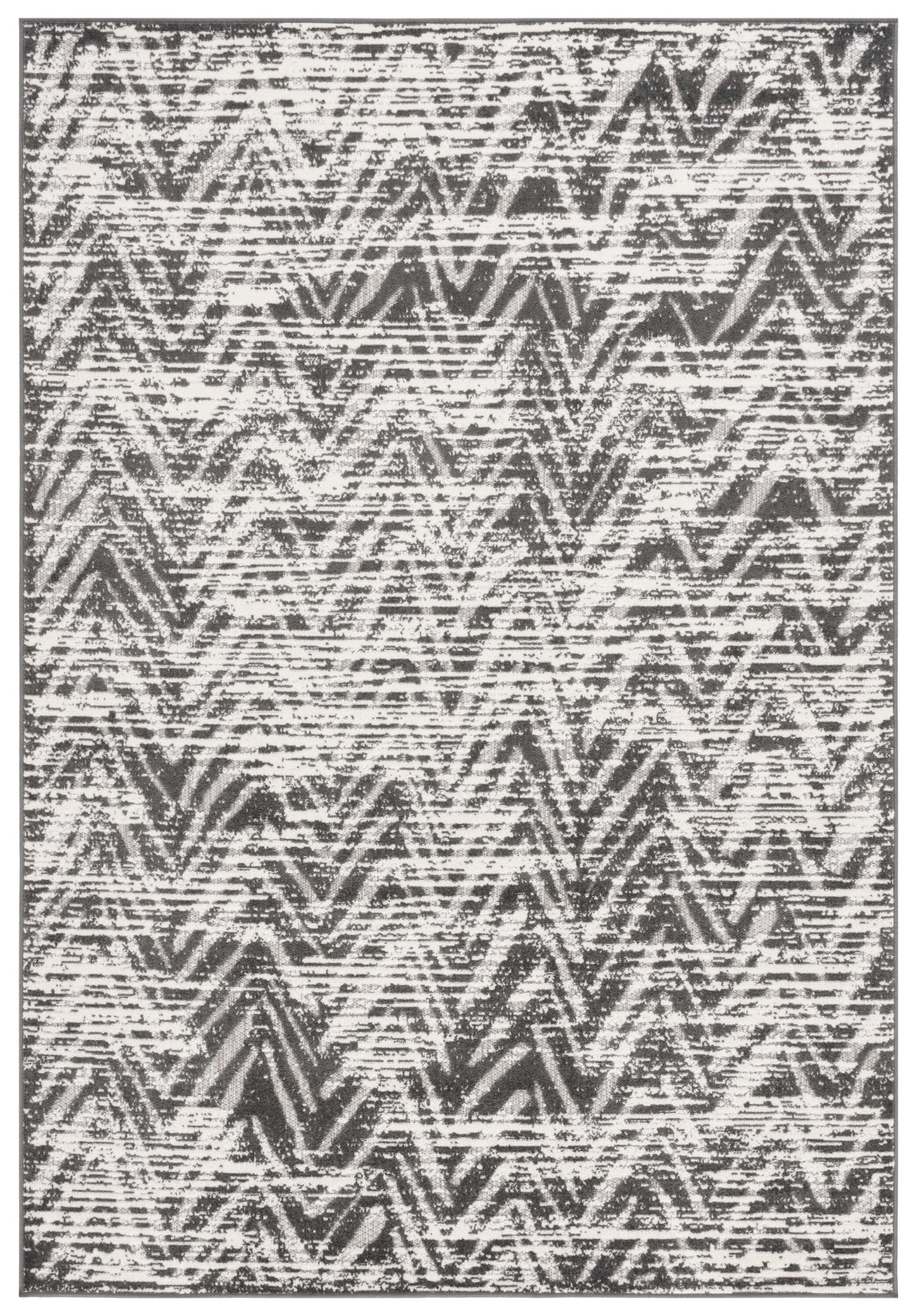 Gray Chevron Rectangular Synthetic Indoor/Outdoor Area Rug