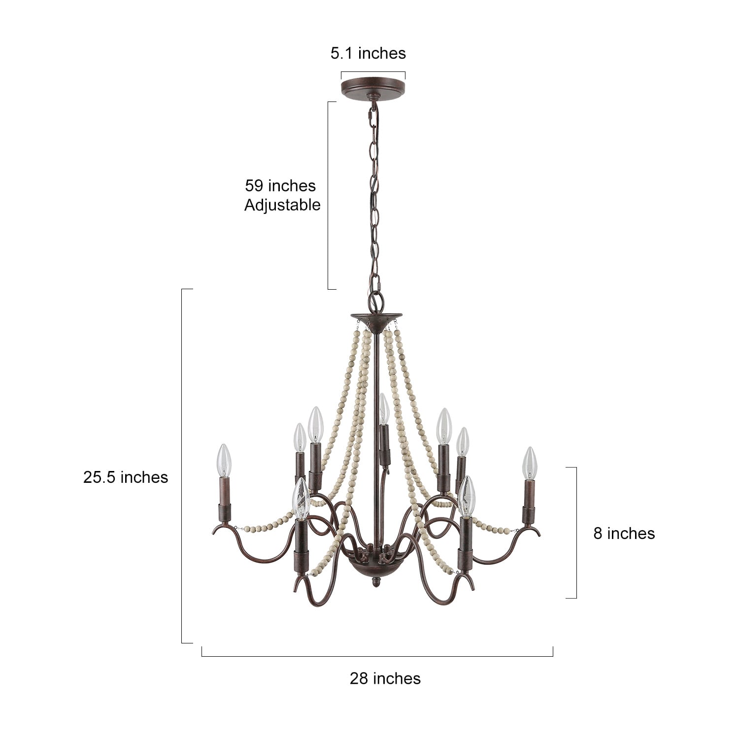 LNC Nora 9-Light Antique Bronze Farmhouse LED Dry rated Chandelier in ...