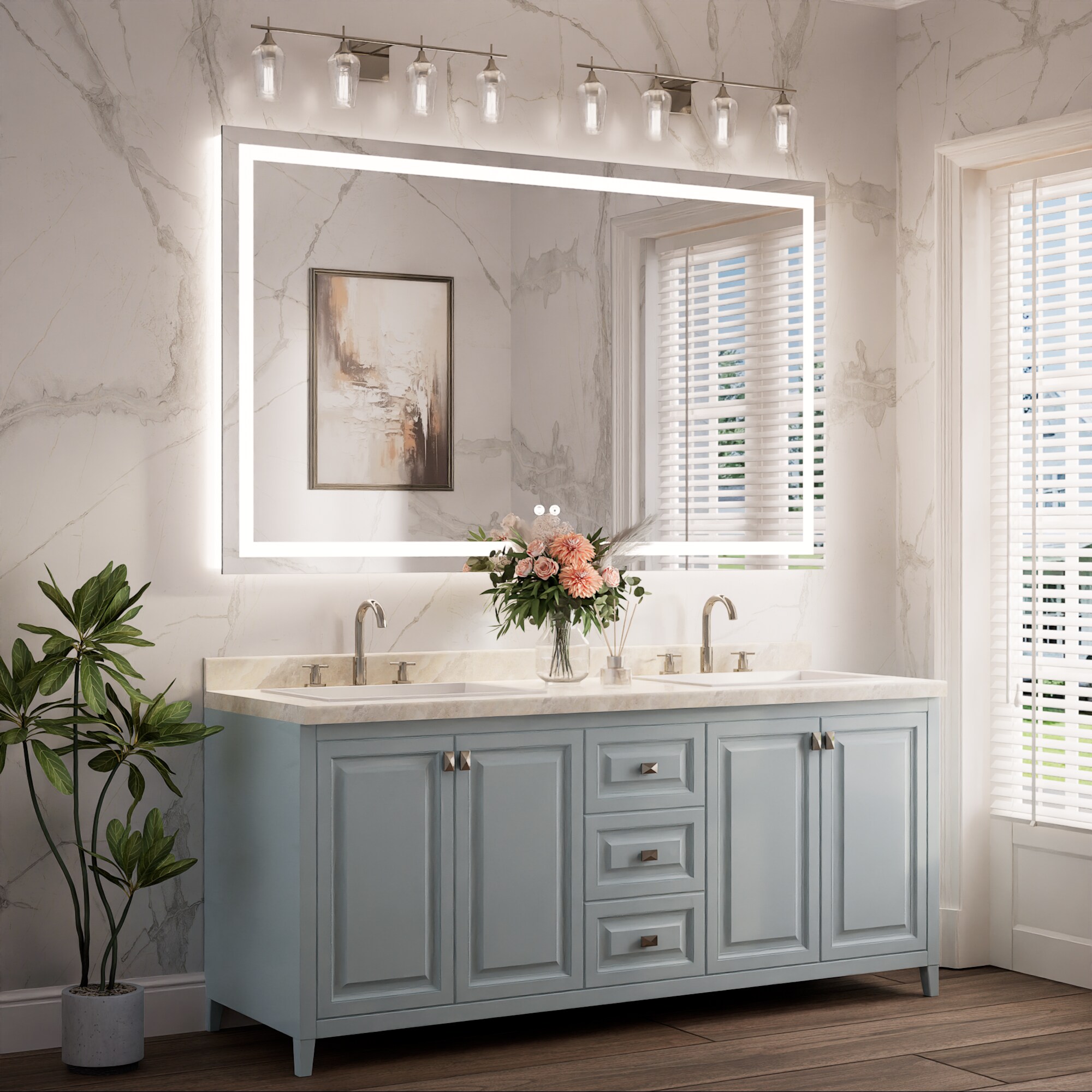 Keonjinn LW-ZBGFXFJ-15291F Framed-Bath-Mirrors - View #2