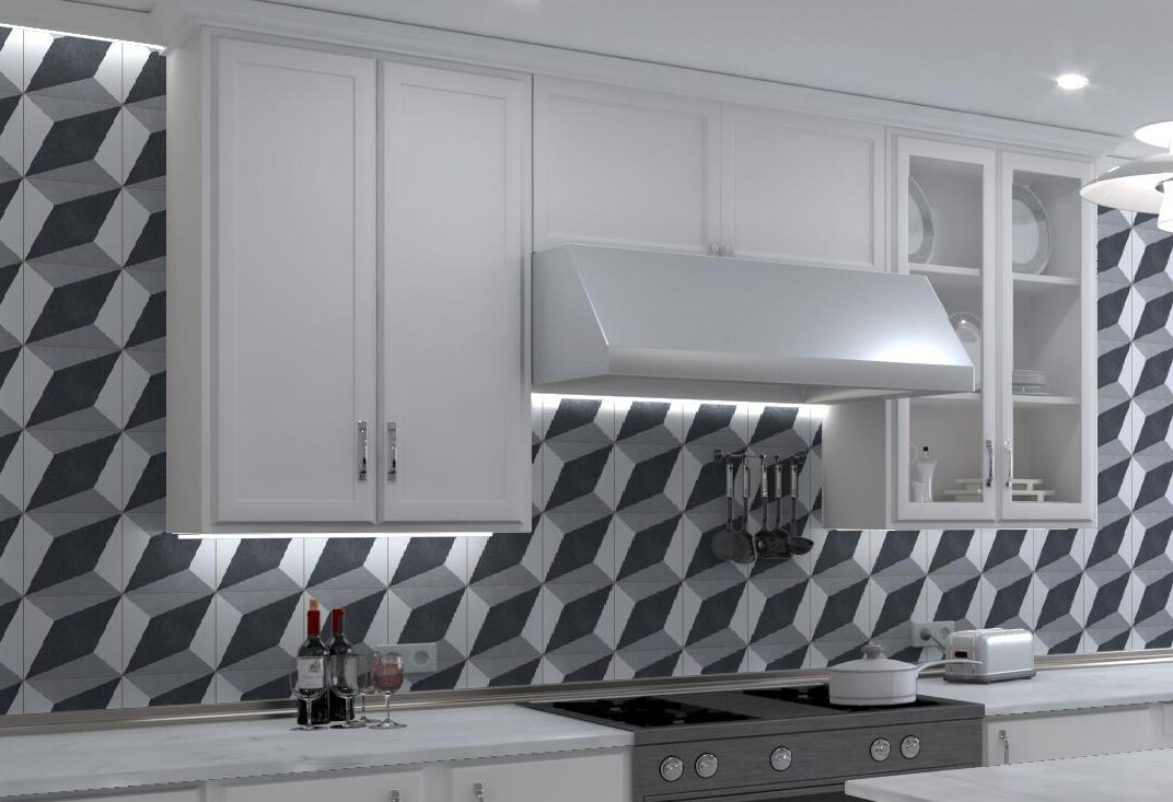 Luv Charmed Blue and Gray 8" Glazed Porcelain Tile