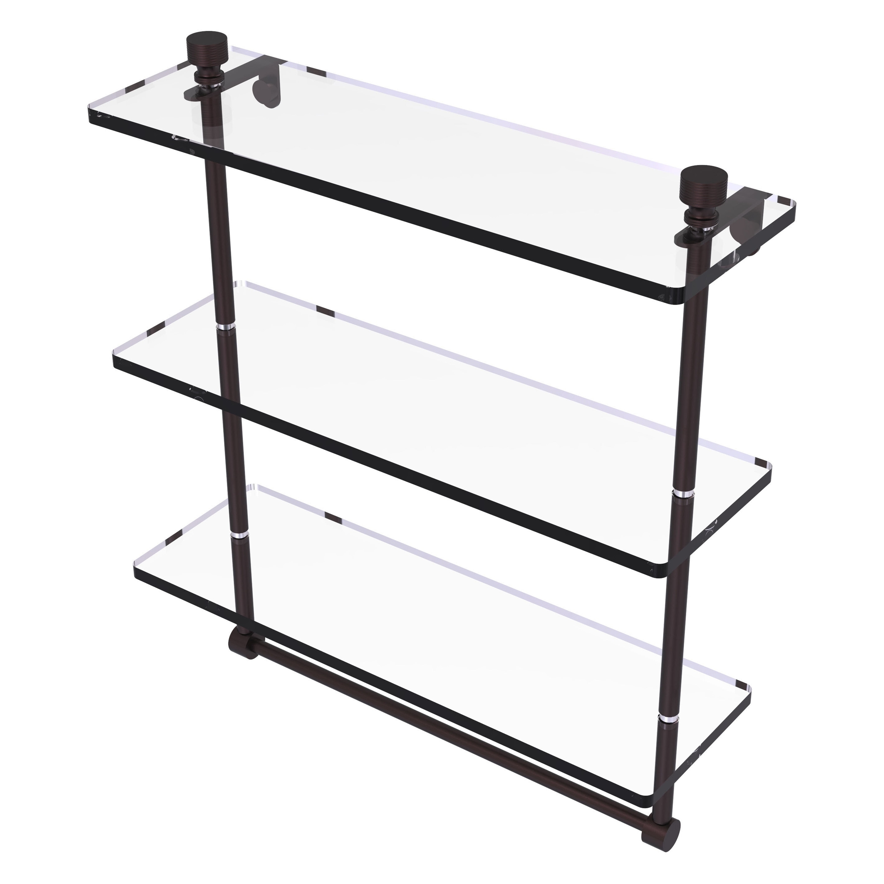 Allied Brass FT-5/16TB-ABZ Foxtrot Antique Bronze 3 -Tier Glass Wall mount Bathroom Shelf ( 16-in x 18-in x 5-in )