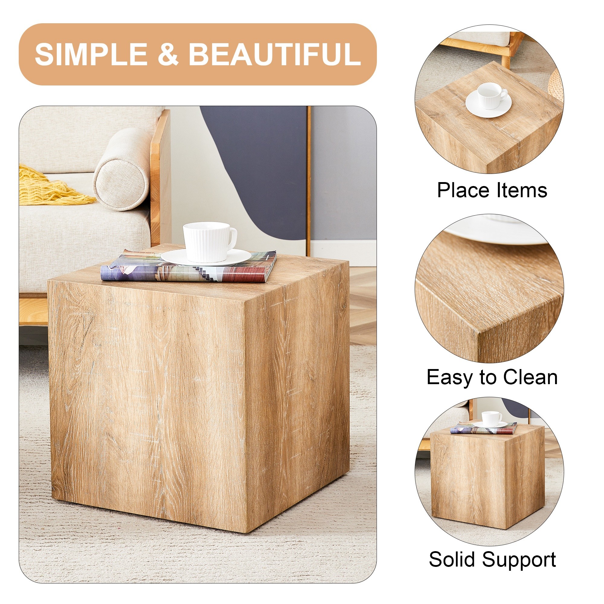 Horizons Prime 16 inch x 16 inch x 16 inch Light Wood MDF Square End ...