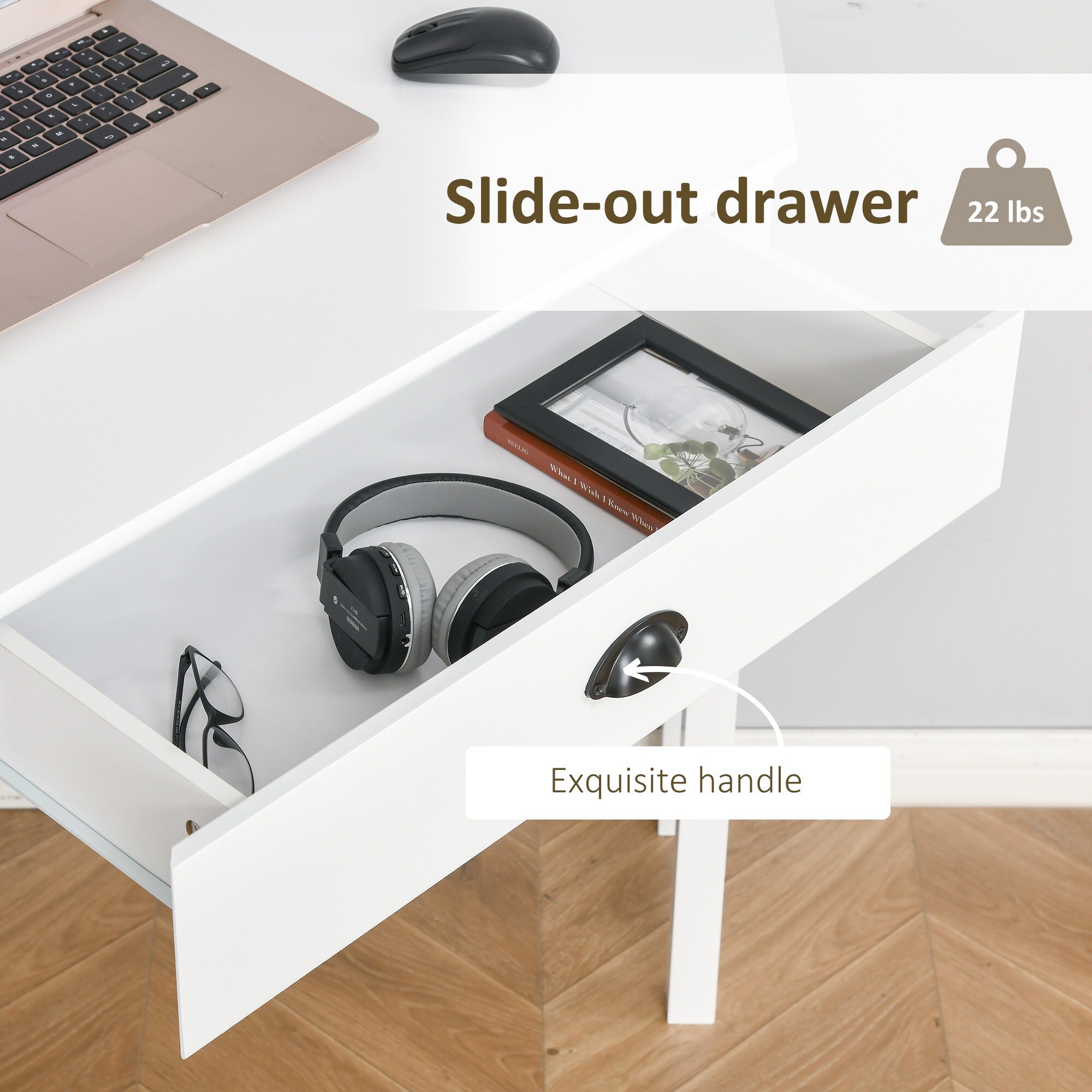 HyperDrop Cart White Triangle Corner Computer Desk Heavy-Duty Storage ...