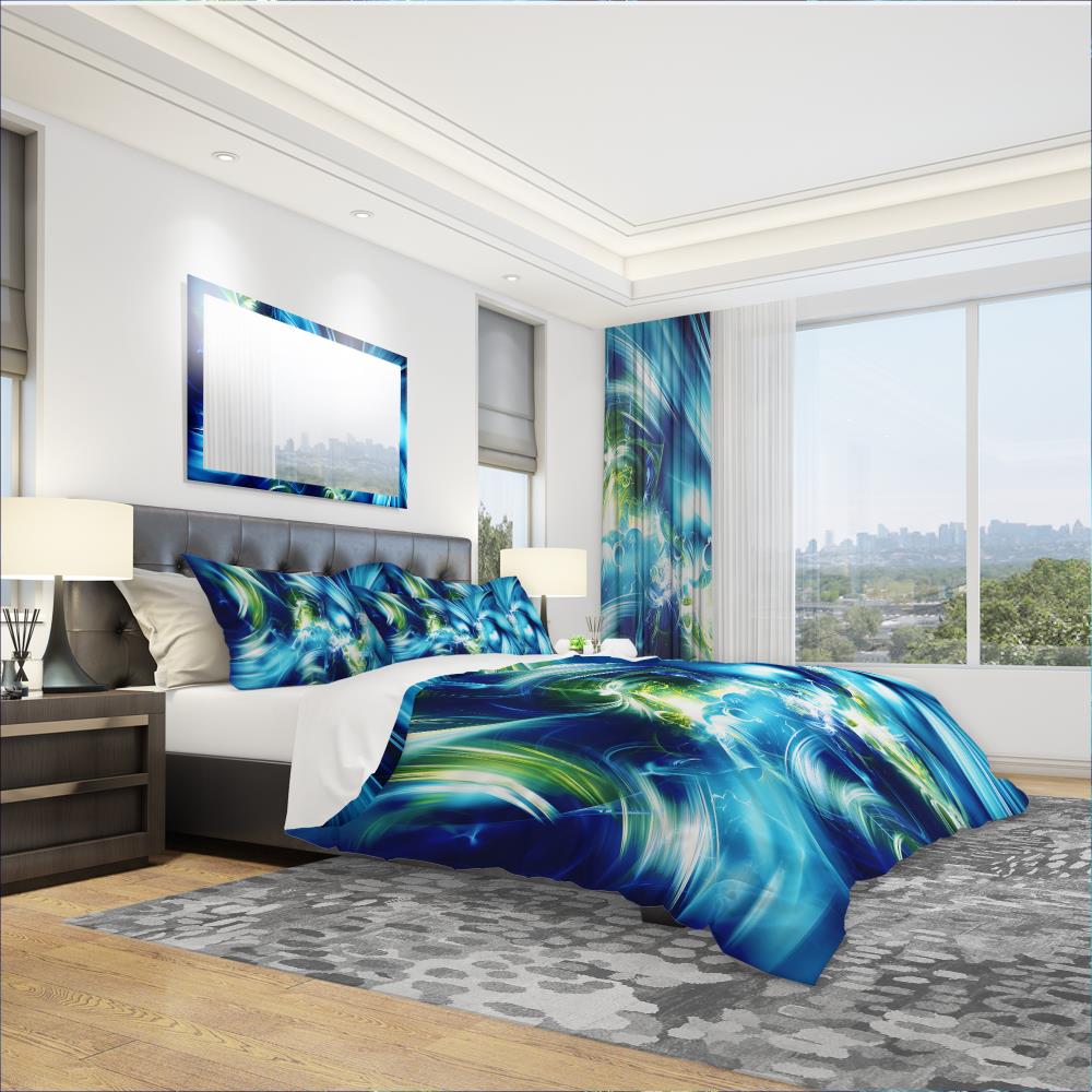 Designart BED3062-K 3 -Piece Green King Duvet cover Set