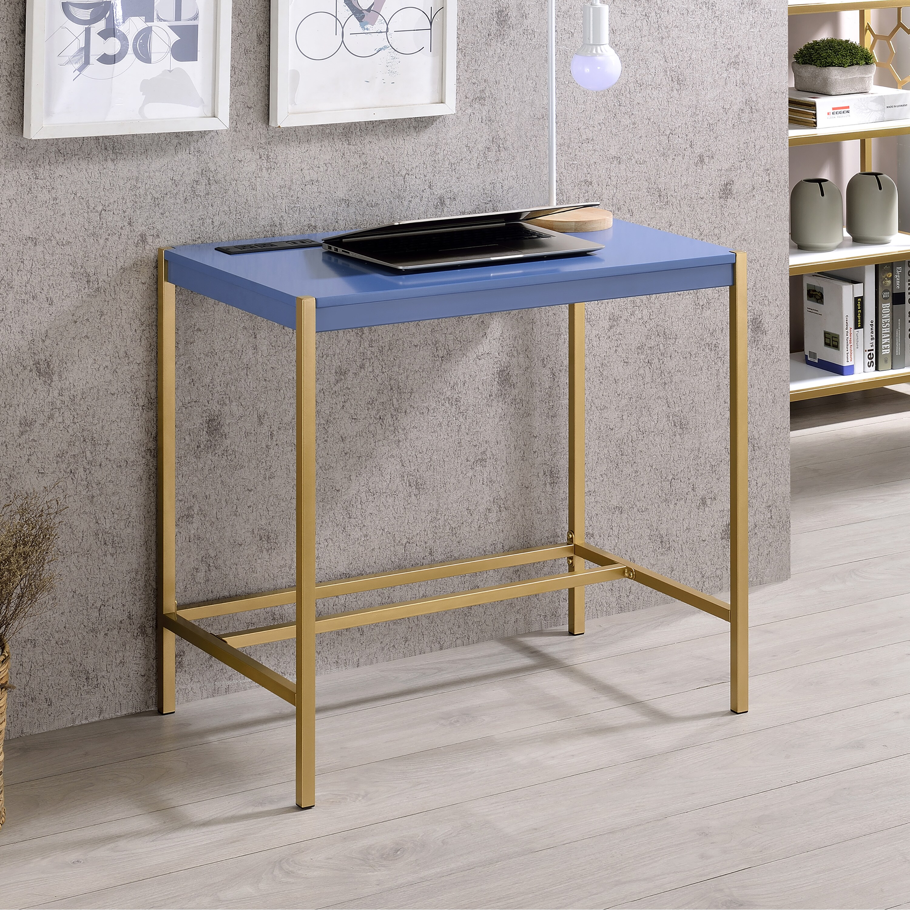 Furniture of America IDF-DK916BL Garhardt 30-Inches Blue Modern/Contemporary Computer desk