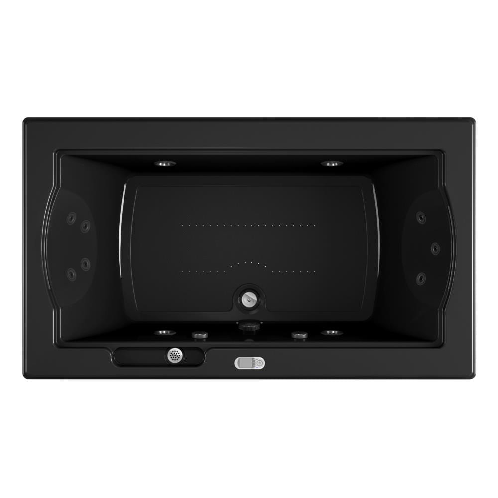 Jacuzzi GL50917 FUZION 42-in x 72-in Black Acrylic Rectangular Drop-in Whirlpool and air bath combination tub with Drain ( Front center Drain )