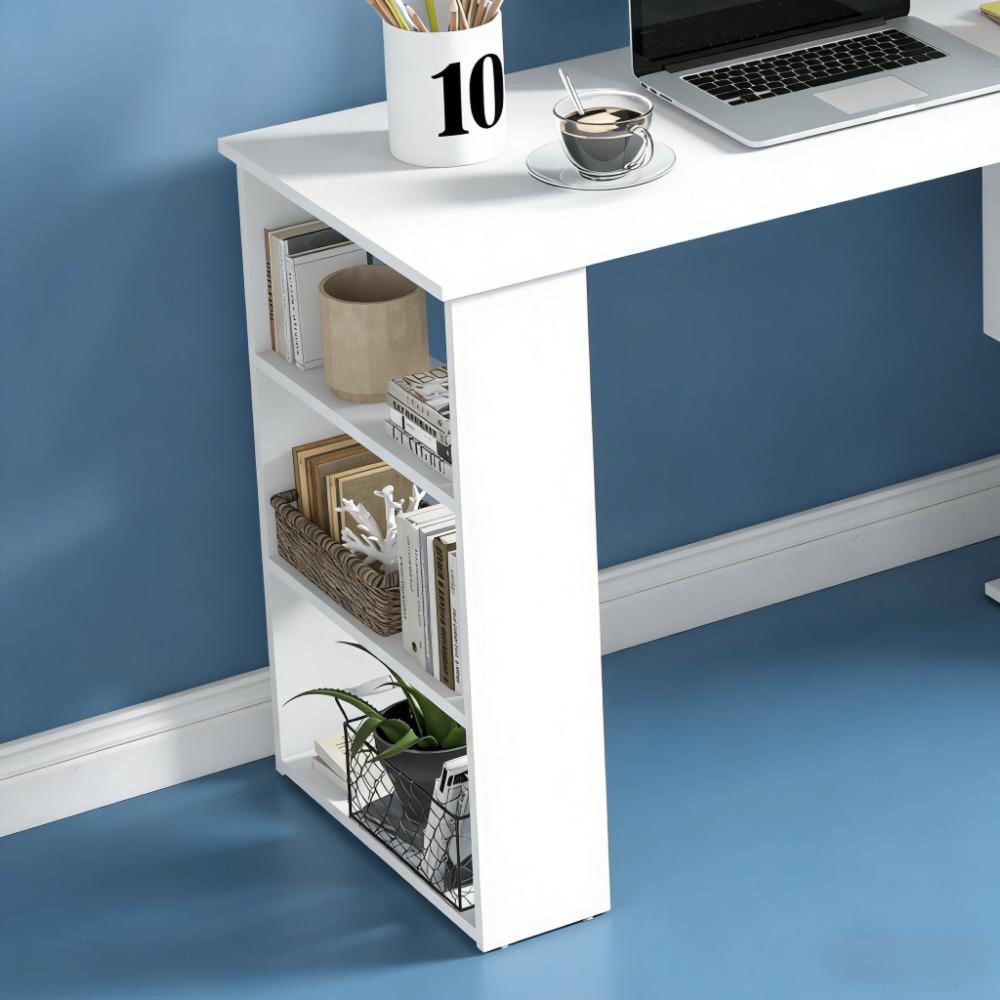 HyperDrop Cart Wood Steel 360 Rotating L-Shaped Corner Computer Desk ...