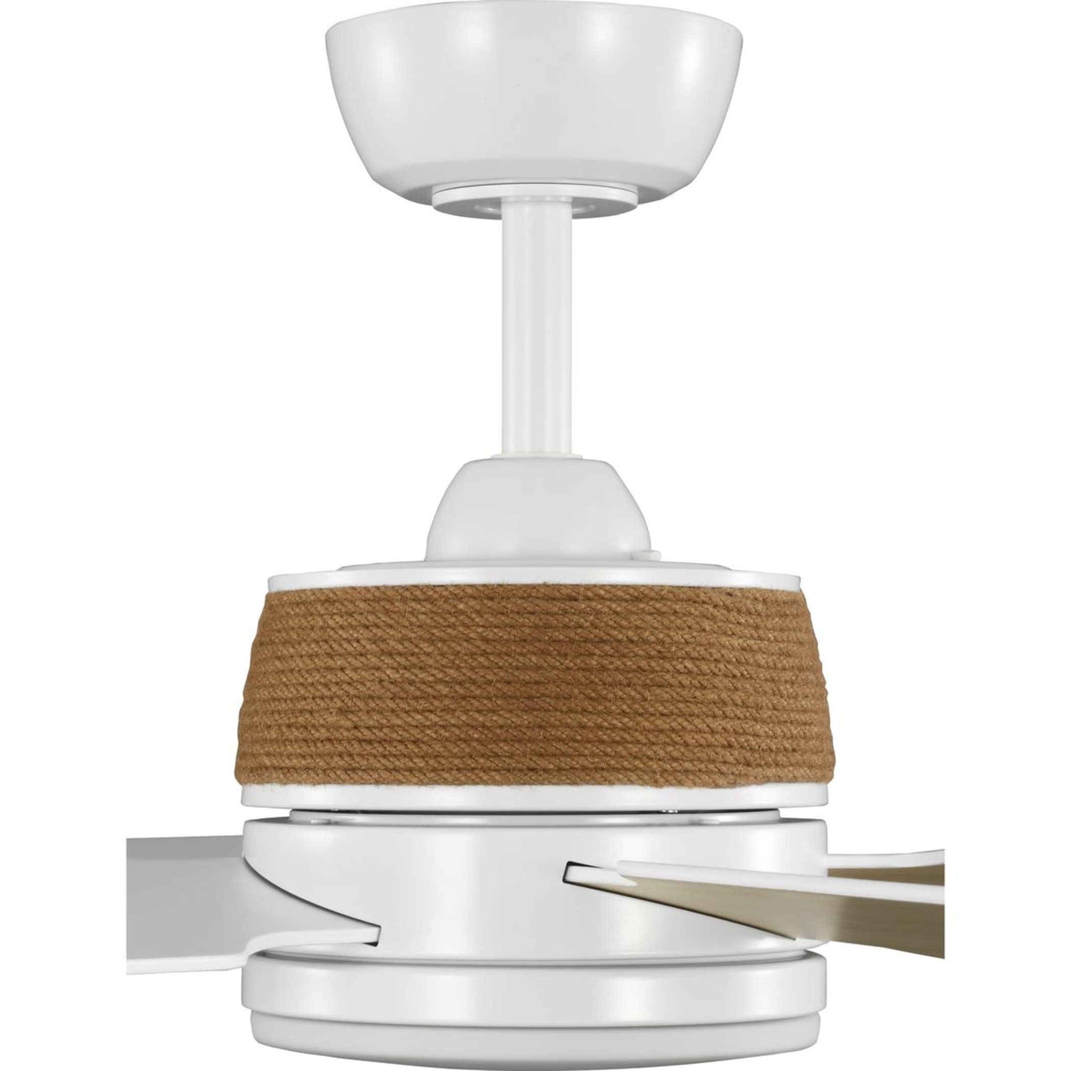 Shaffer II 56" Satin White LED Ceiling Fan with Jute Rope