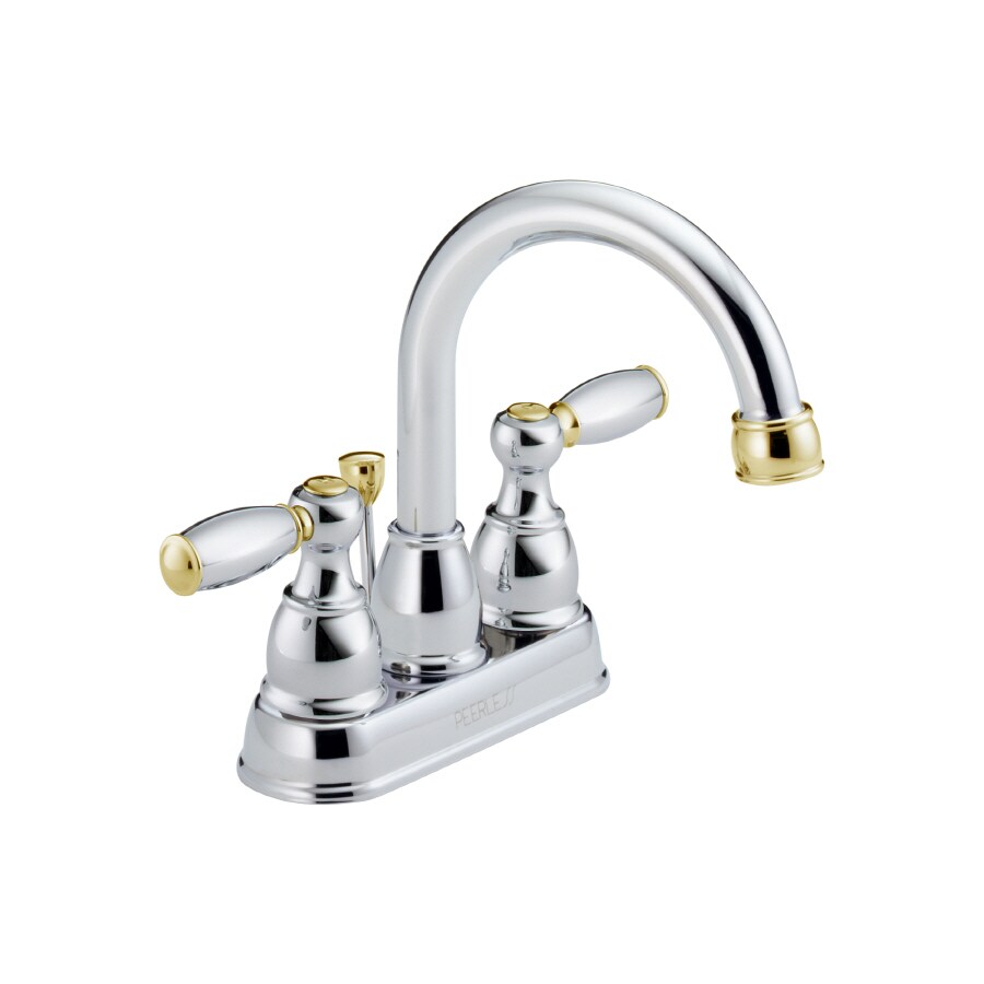 Peerless Chromebrass 4 In Centerset 2 Handle Bathroom Sink Faucet With Drain At 1816