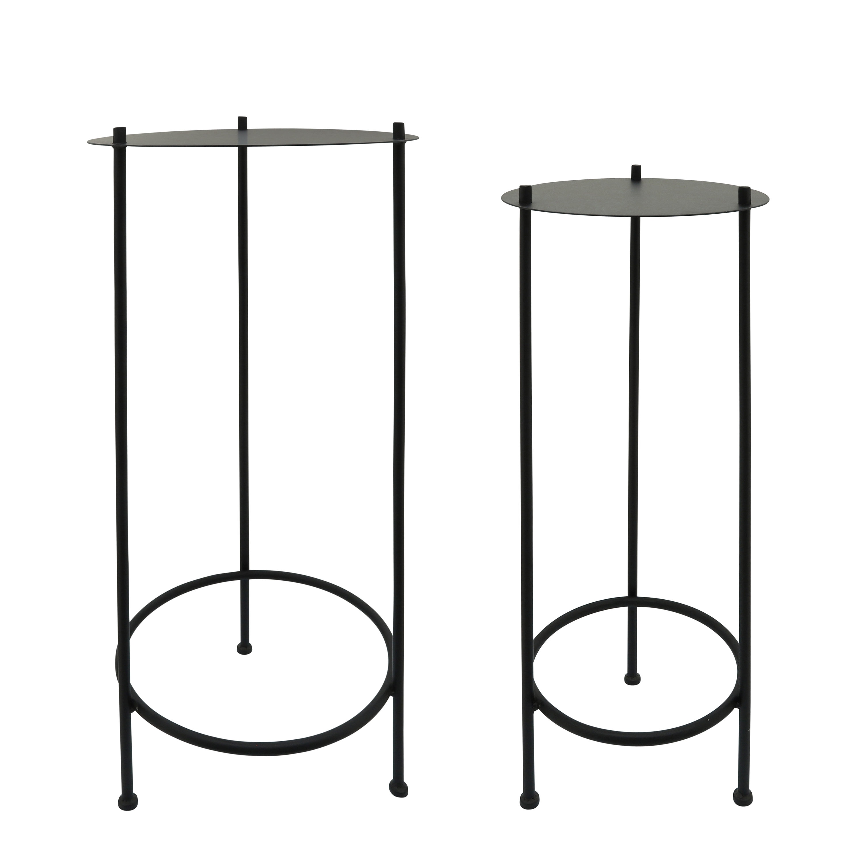 Sagebrook Home 16531 15-in W x 32-in H Black Glass Round Modern End Table Assembly Required
