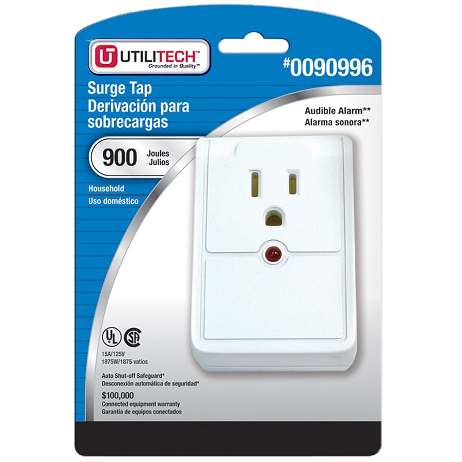 Utilitech Large Appliance Surge Protector 1 Outlet 900 Joules for