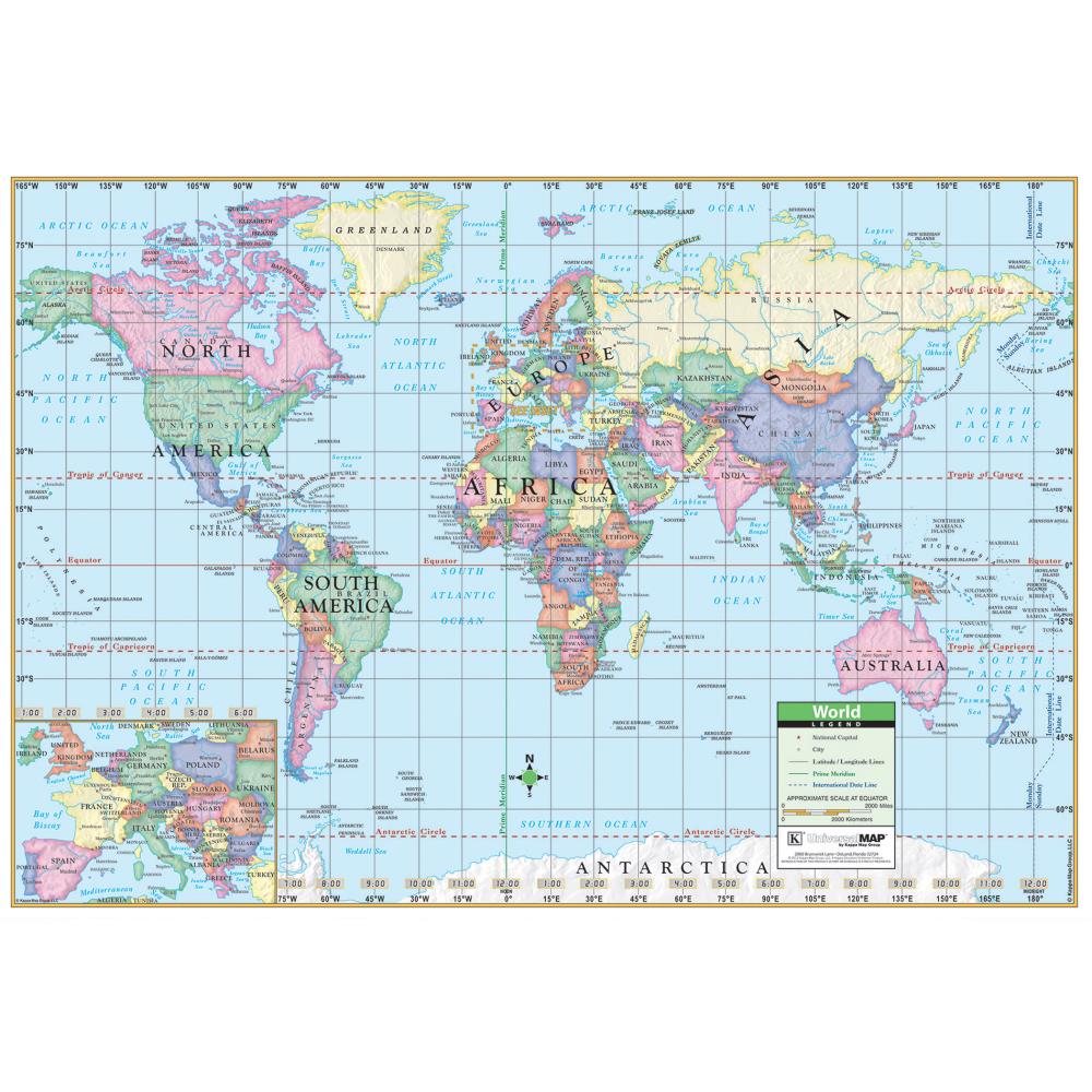 USA & World Map Blank Outline Posters 2 Pack LAMINATED, 18 x 29 
