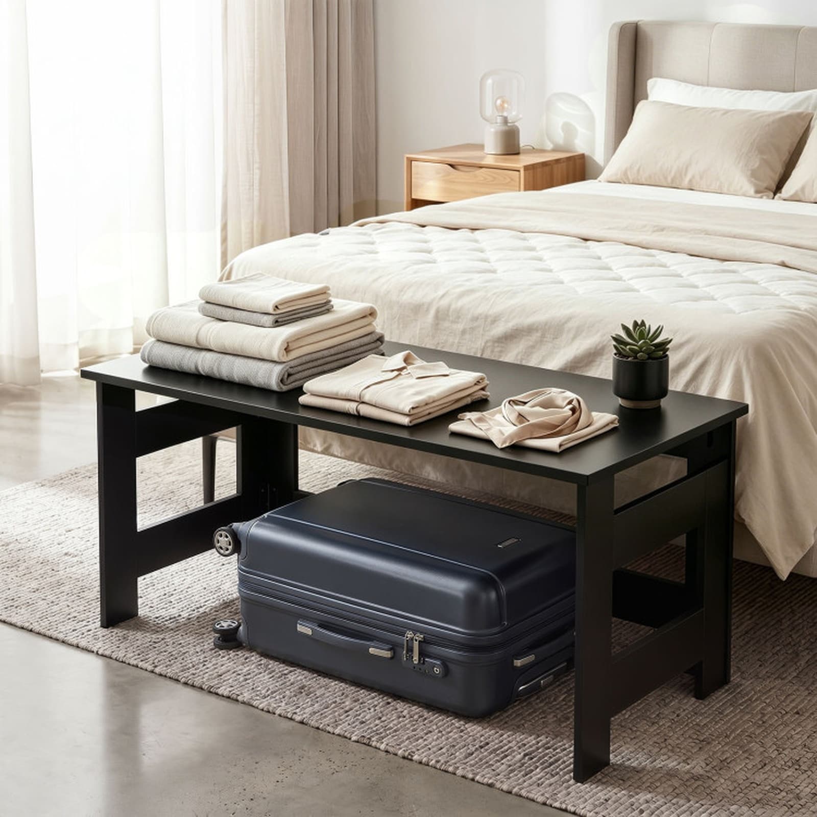 SUGIFT - Portable Low Floor Table 31.5-in Folding Coffee Table with Foldable Legs 1.7-in Fold for...