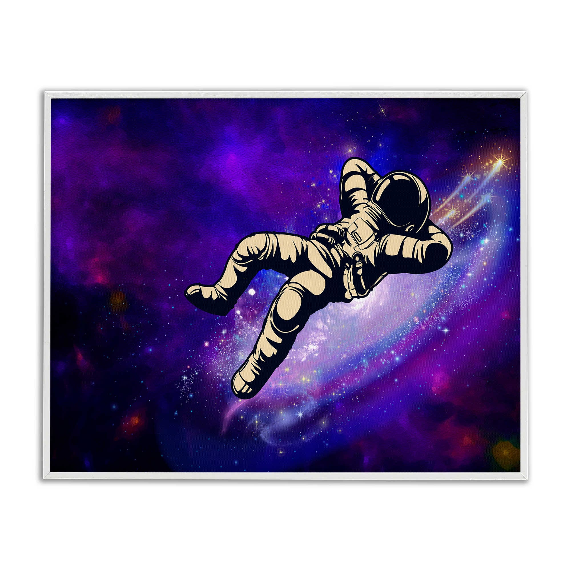 Stupell Industries BS-059-WFR-24X30 Relaxing Astronaut in Space Framed Giclee design by Jesse Keith