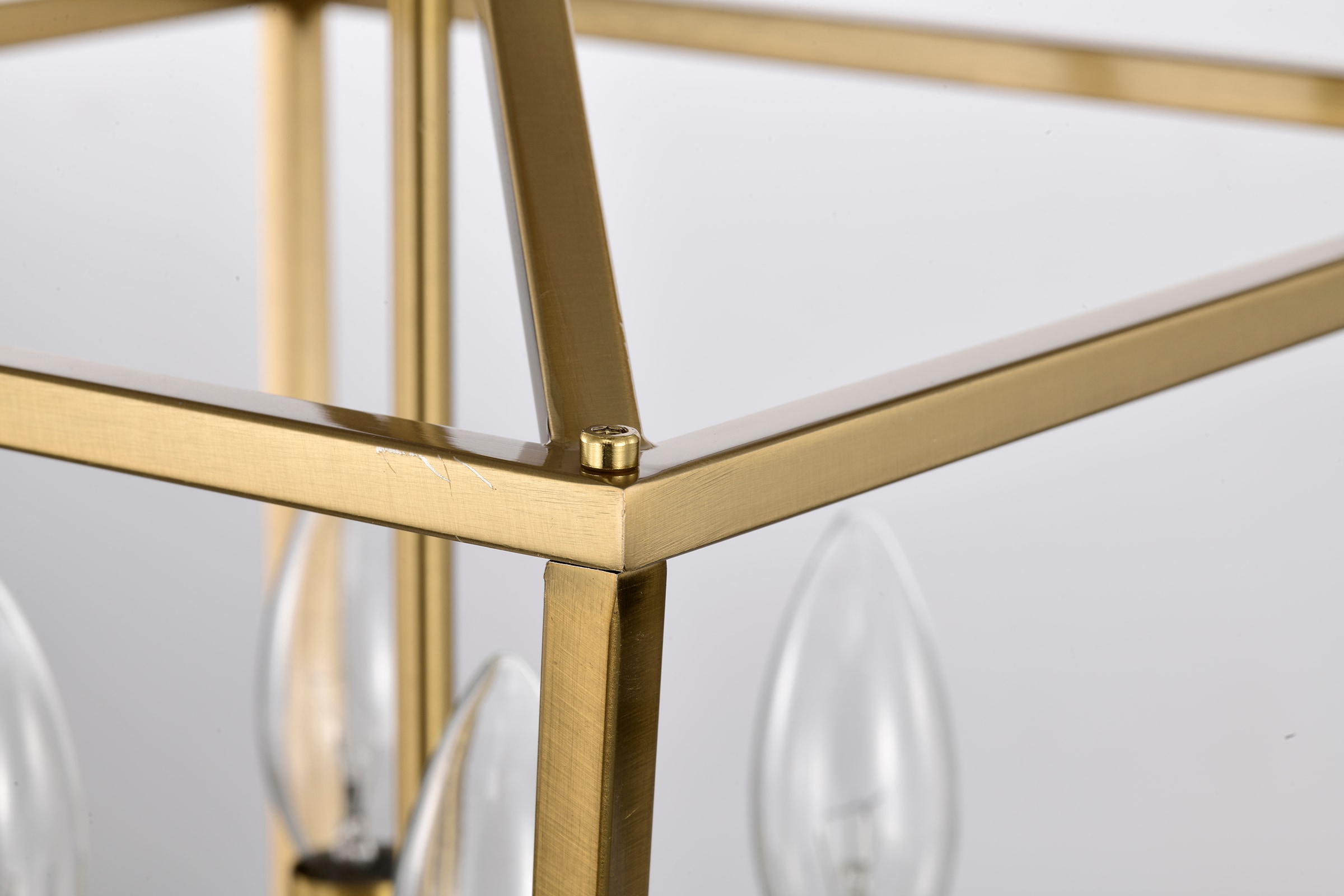 Gold Geometric Lantern Pendant Light with Glass Shades