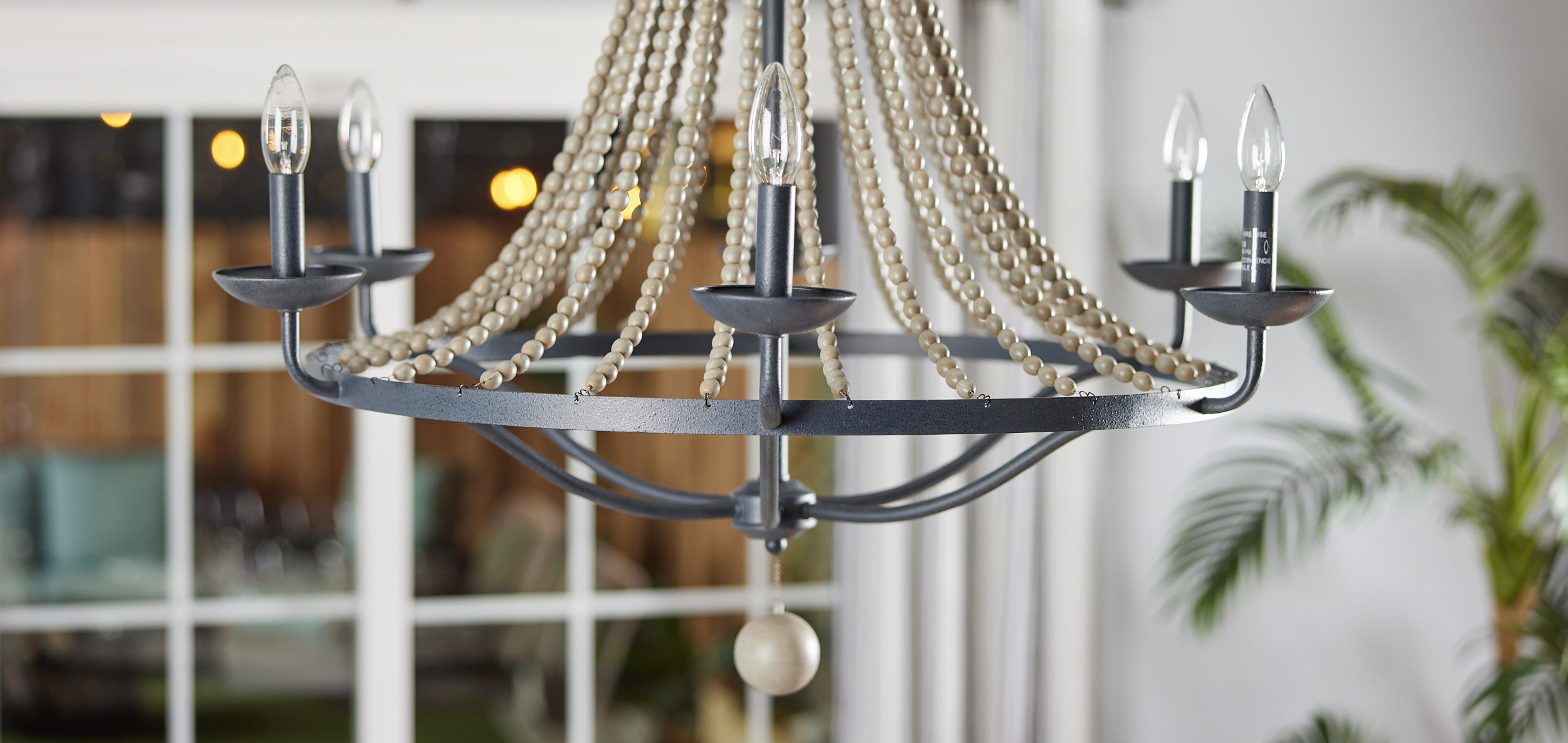 Nori 6-Light Dark Weathered Zinc and Driftwood Grey Chandelier
