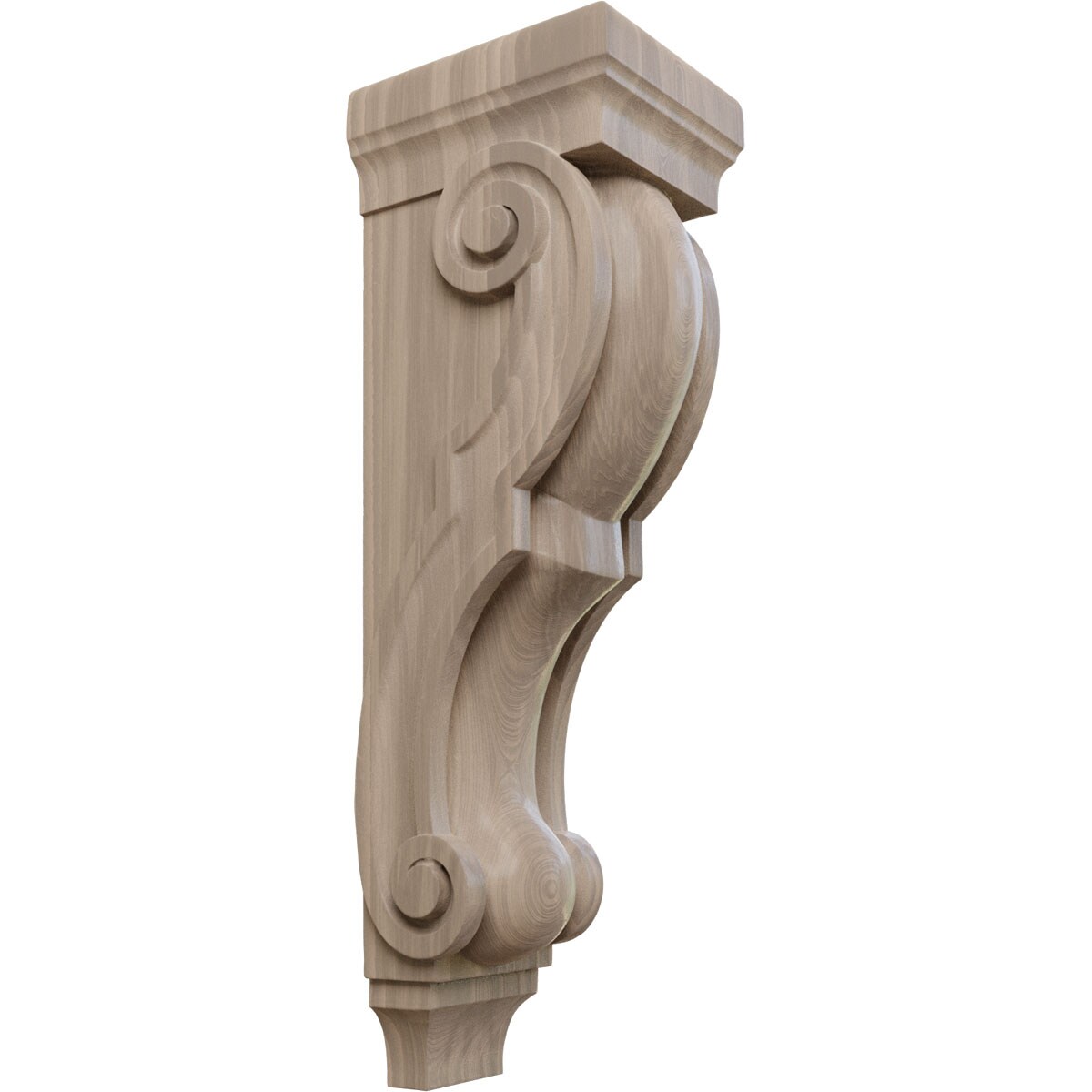 Ekena Millwork CORW07X09X26TRWA 7-in x 8.5-in x 26-in Unfinished Walnut Wood Paintable/Stainable Corbel