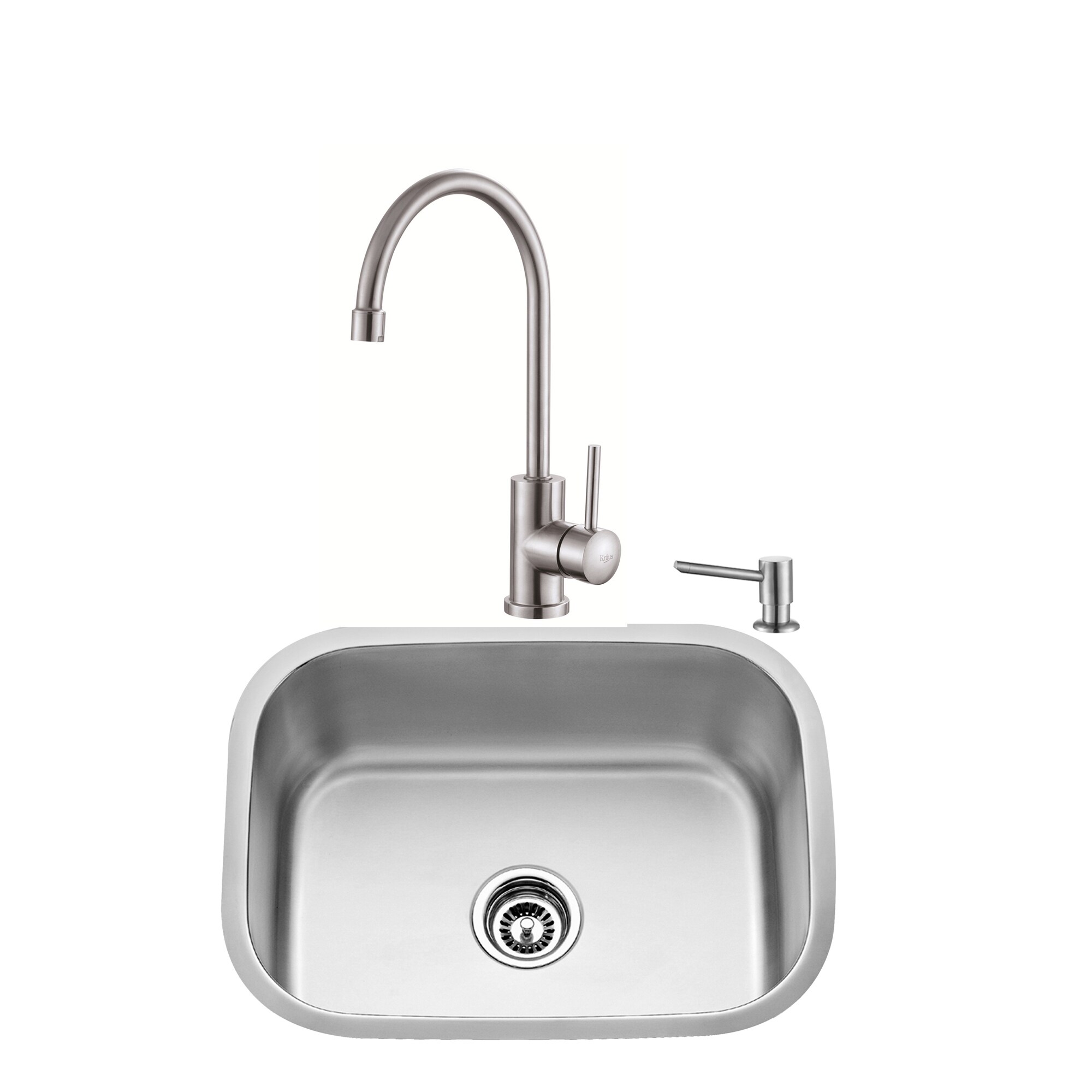 Kraus KBU12-KPF2160-SD20 Kitchen Combo 23-in x 17.5-in Steel-stainless Steel Single Bowl Kitchen Sink All-in-one Kit