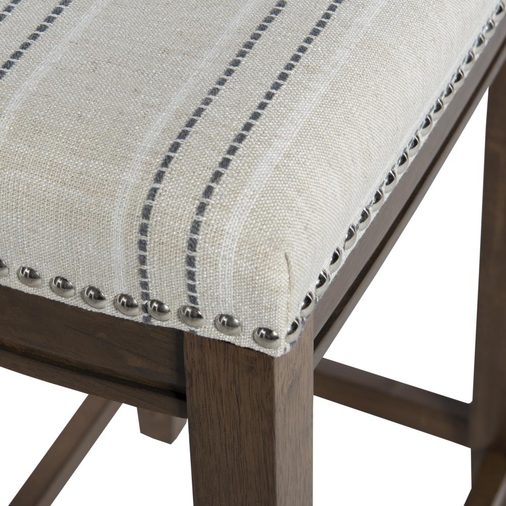 Claridge 32" Backless Saddle-Style Brown Wood Bar Stool with Nailhead Trim