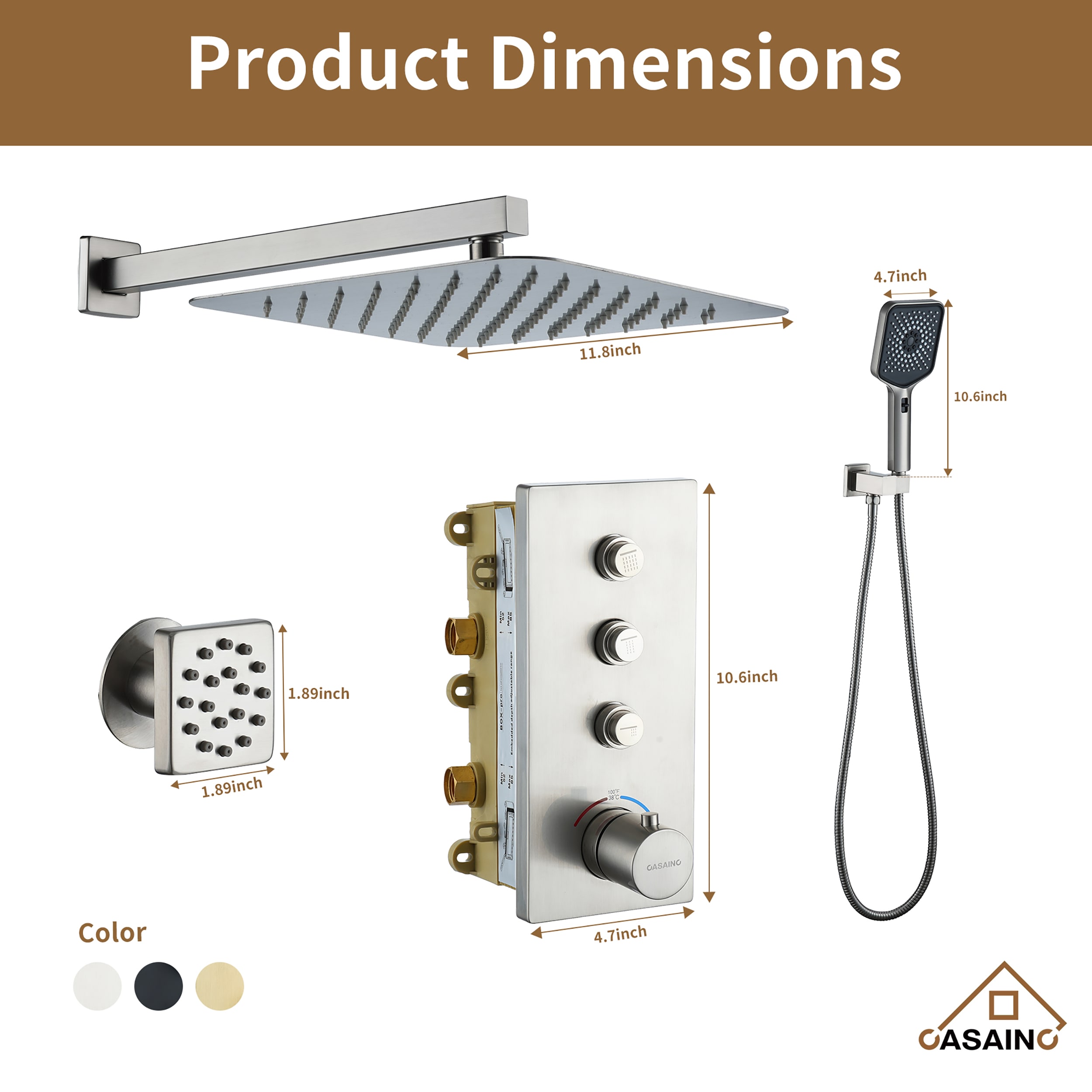 CASAINC CA-102009BV-1 Showerhead-Bar-Panels - View #9