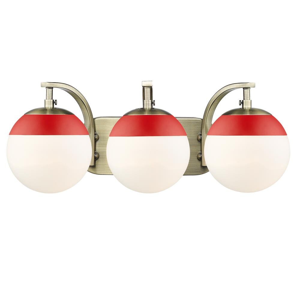 Golden Lighting 3218-BA3 AB-RED Dixon 21-in 3-Light Aged Brass Mid-century Vanity Light
