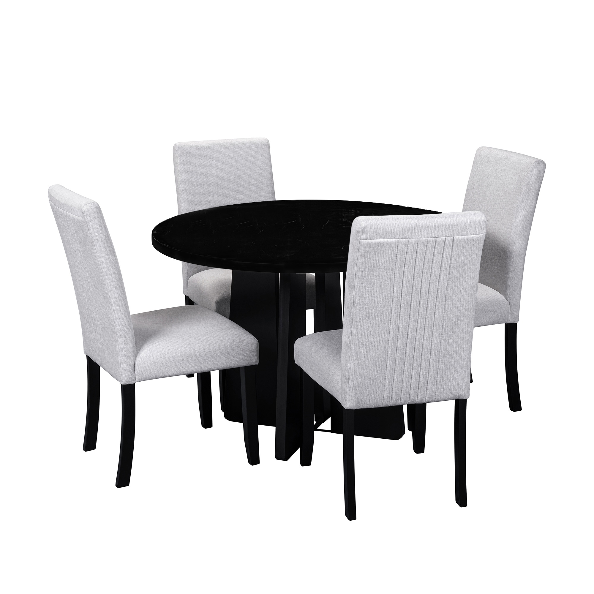 Bybafun YA0100240 Beige+Black Contemporary/Modern Dining Room Set with Round Table ( Seats 4 )