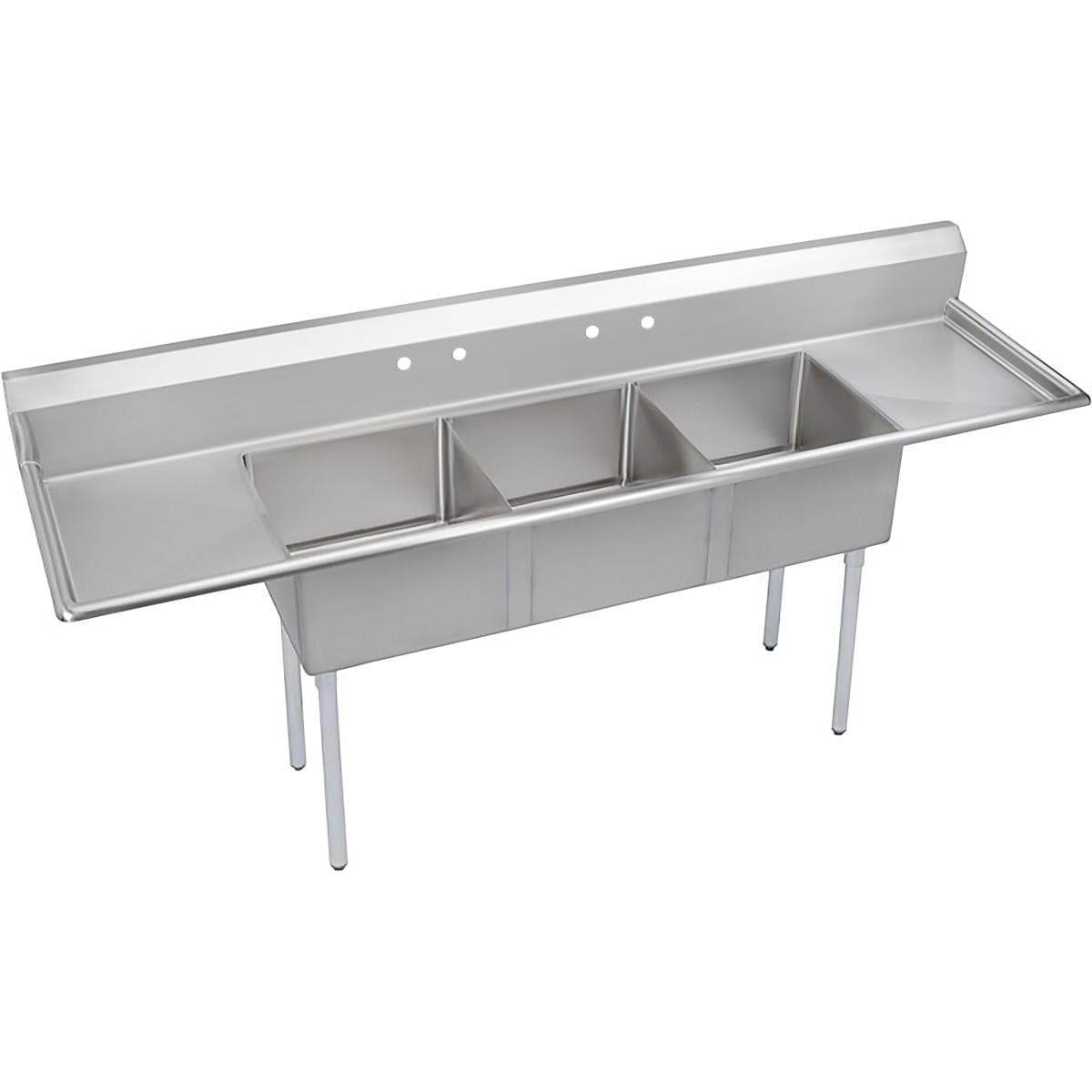 Elkay 18-Gauge Stainless Steel 3-Bowl Utility Sink with 12-Inch Deep Bowls